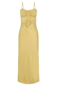 Cassie Ruched Cut Out Midi Dress - Yellow sold by Meshki