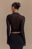 Tania Slinky And Mesh Long Sleeve Top - Black sold by Meshki