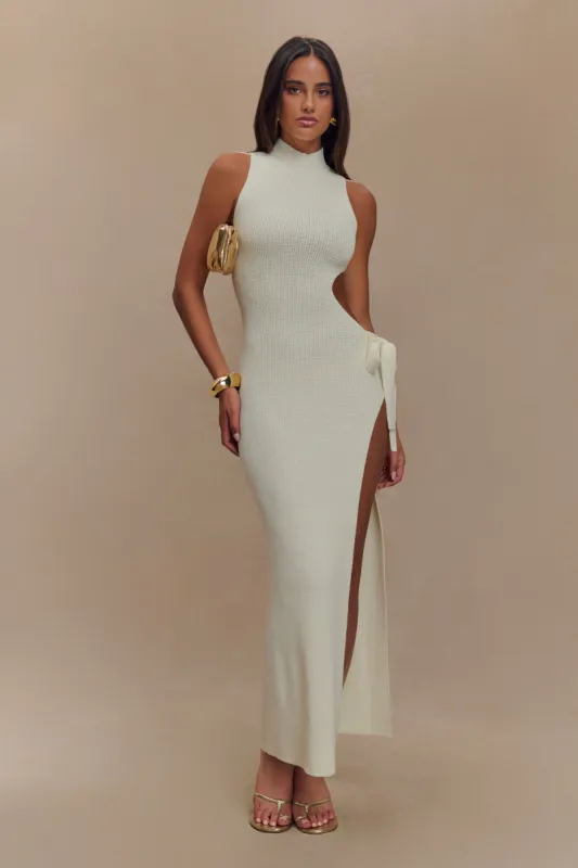Stephanie Cut Out Knit Maxi Dress - Ivory sold by Meshki