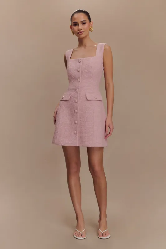 Desire Boucle Mini Dress - Powder Pink sold by Meshki