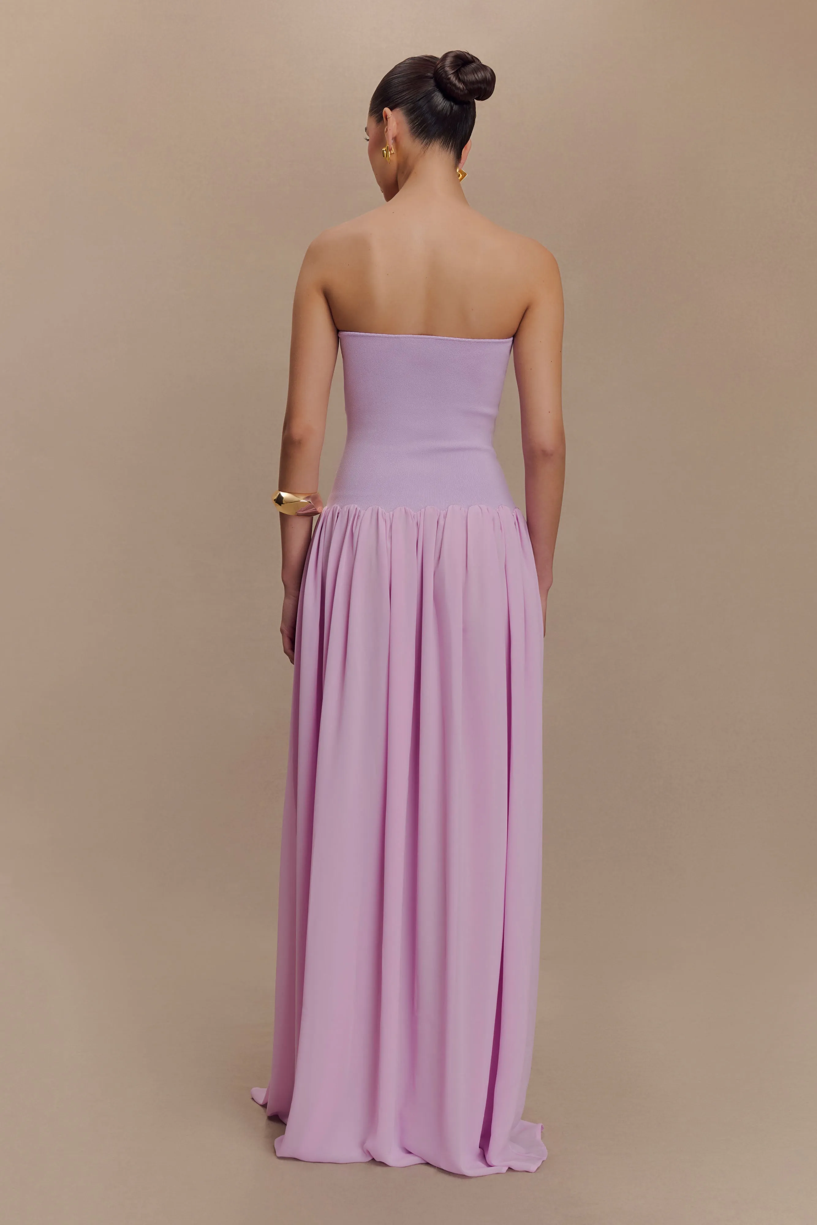 Lyanna Knit And Chiffon Strapless Maxi Dress - Lilac sold by Meshki product image thumbnail 2