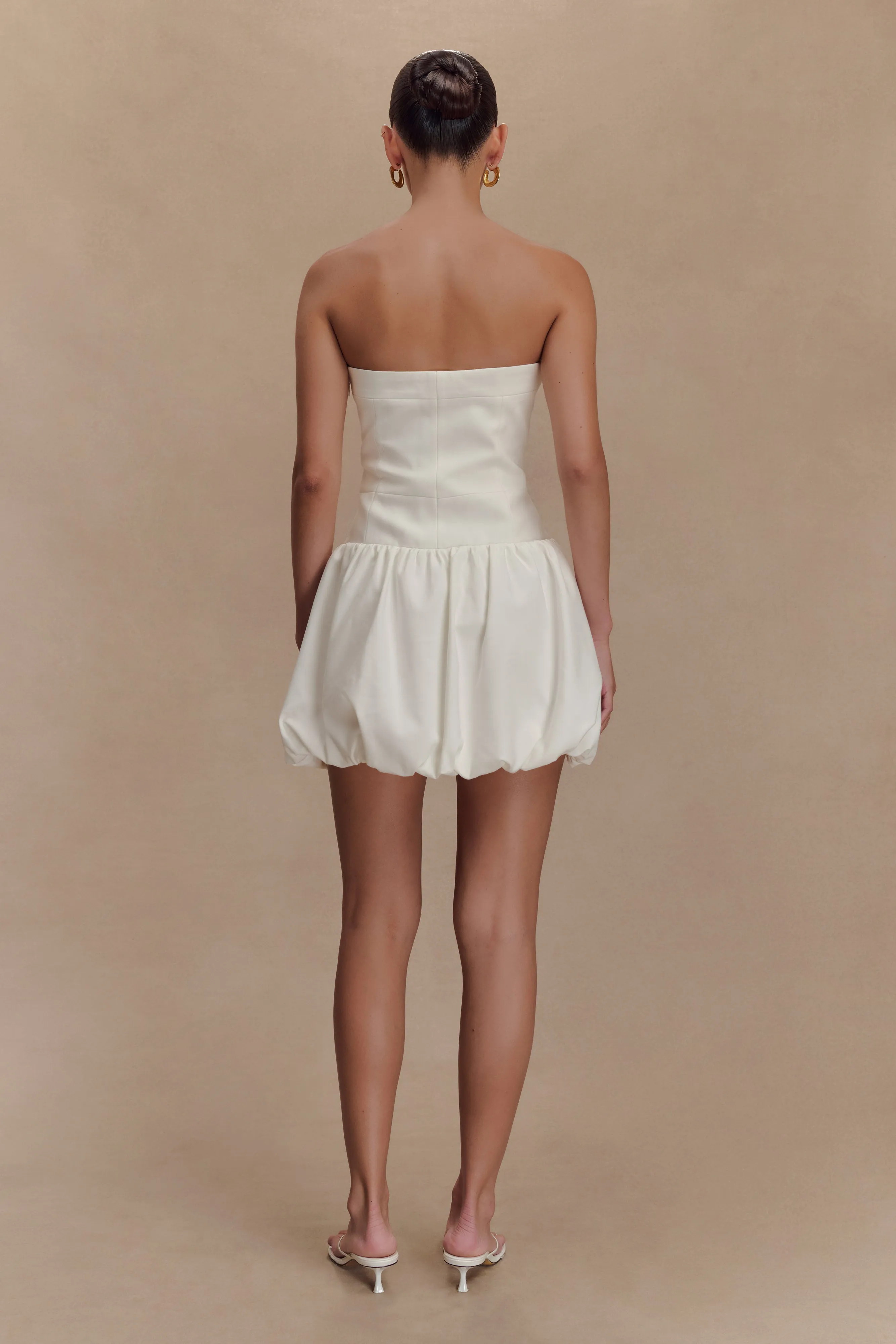 Clementina Strapless Bubble Mini Dress - White sold by Meshki product image thumbnail 2