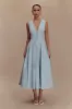 Keely Cotton Sleeveless Midi Dress - Sky Blue sold by Meshki