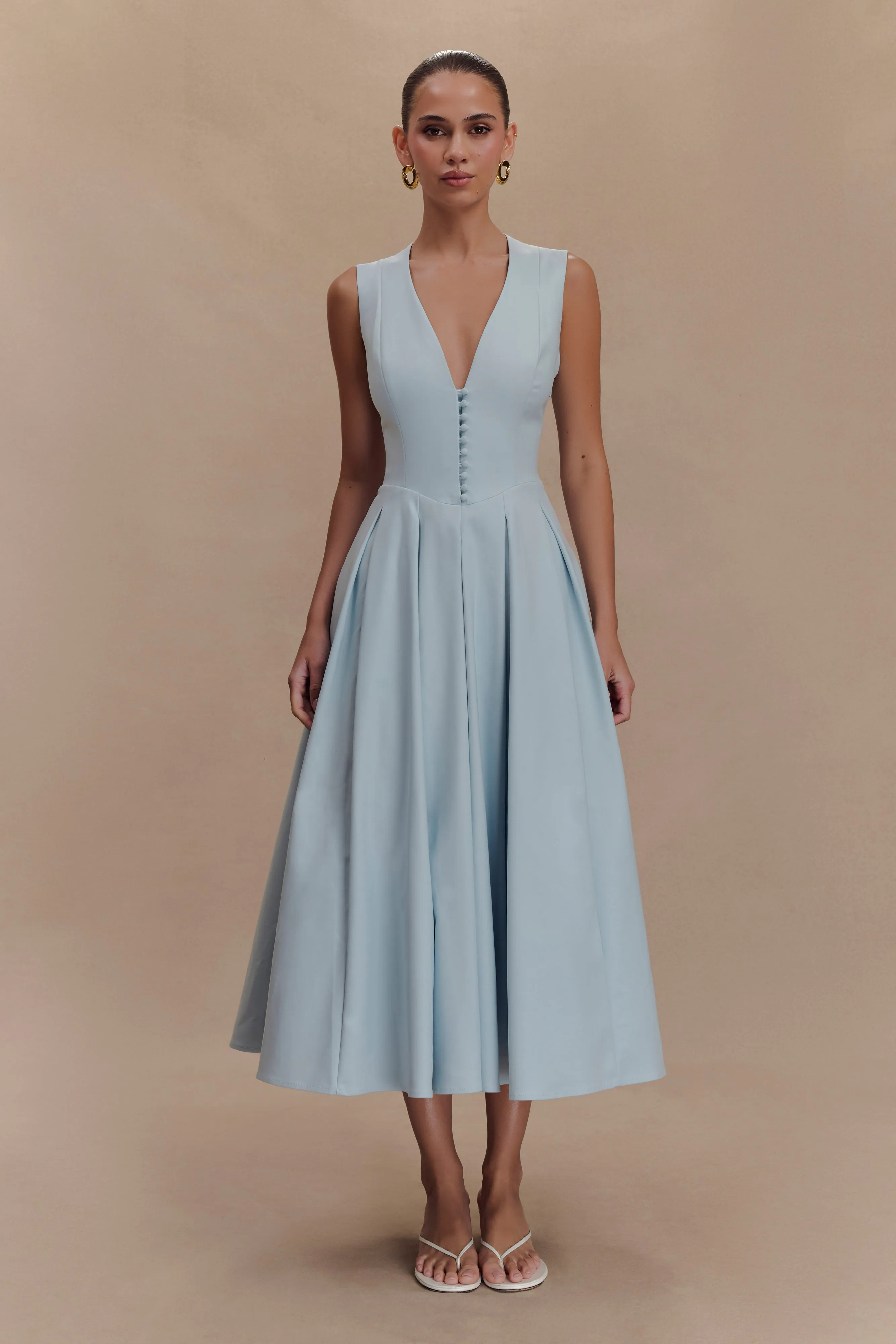 Keely Cotton Sleeveless Midi Dress - Sky Blue sold by Meshki product image thumbnail 5
