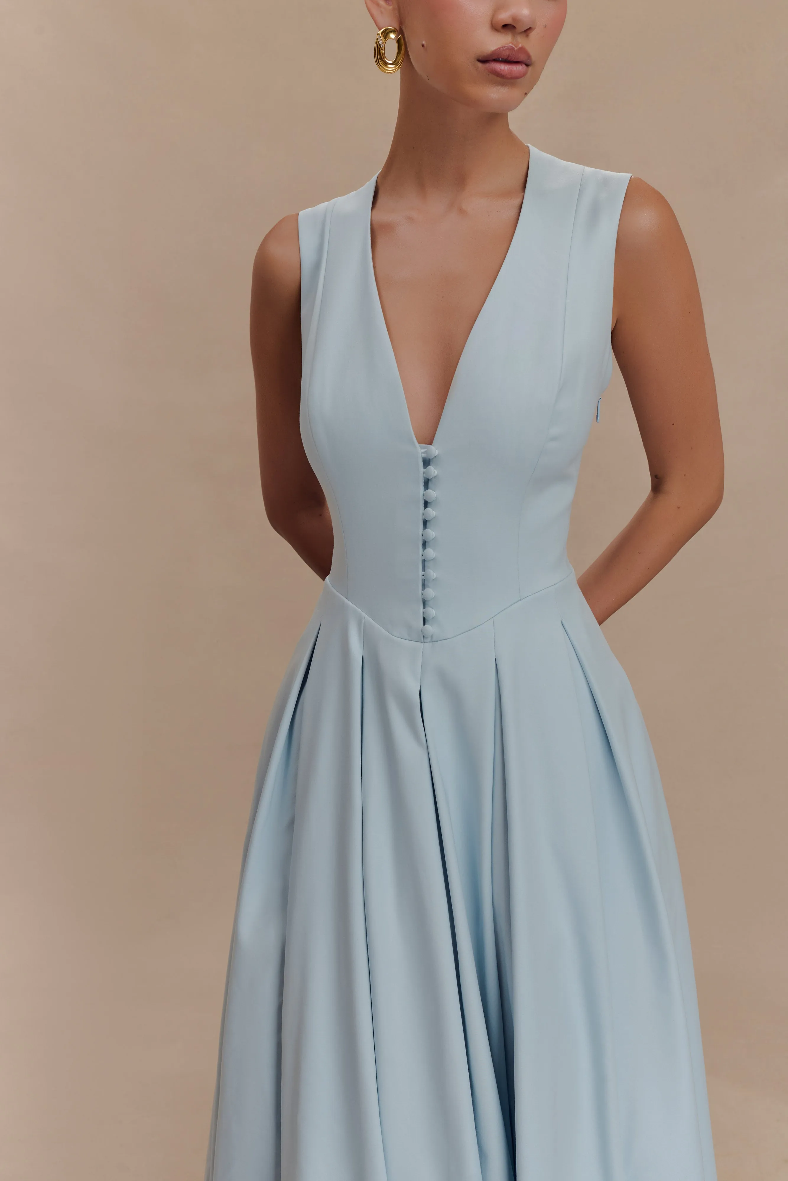 Keely Cotton Sleeveless Midi Dress - Sky Blue sold by Meshki product image thumbnail 3