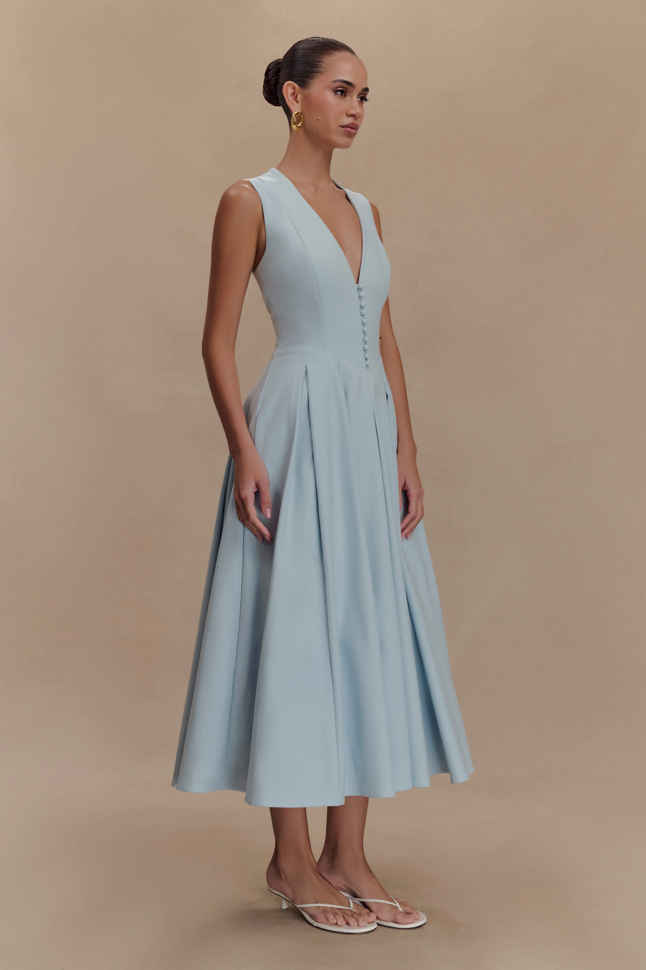Keely Cotton Sleeveless Midi Dress - Sky Blue sold by Meshki product image thumbnail 4