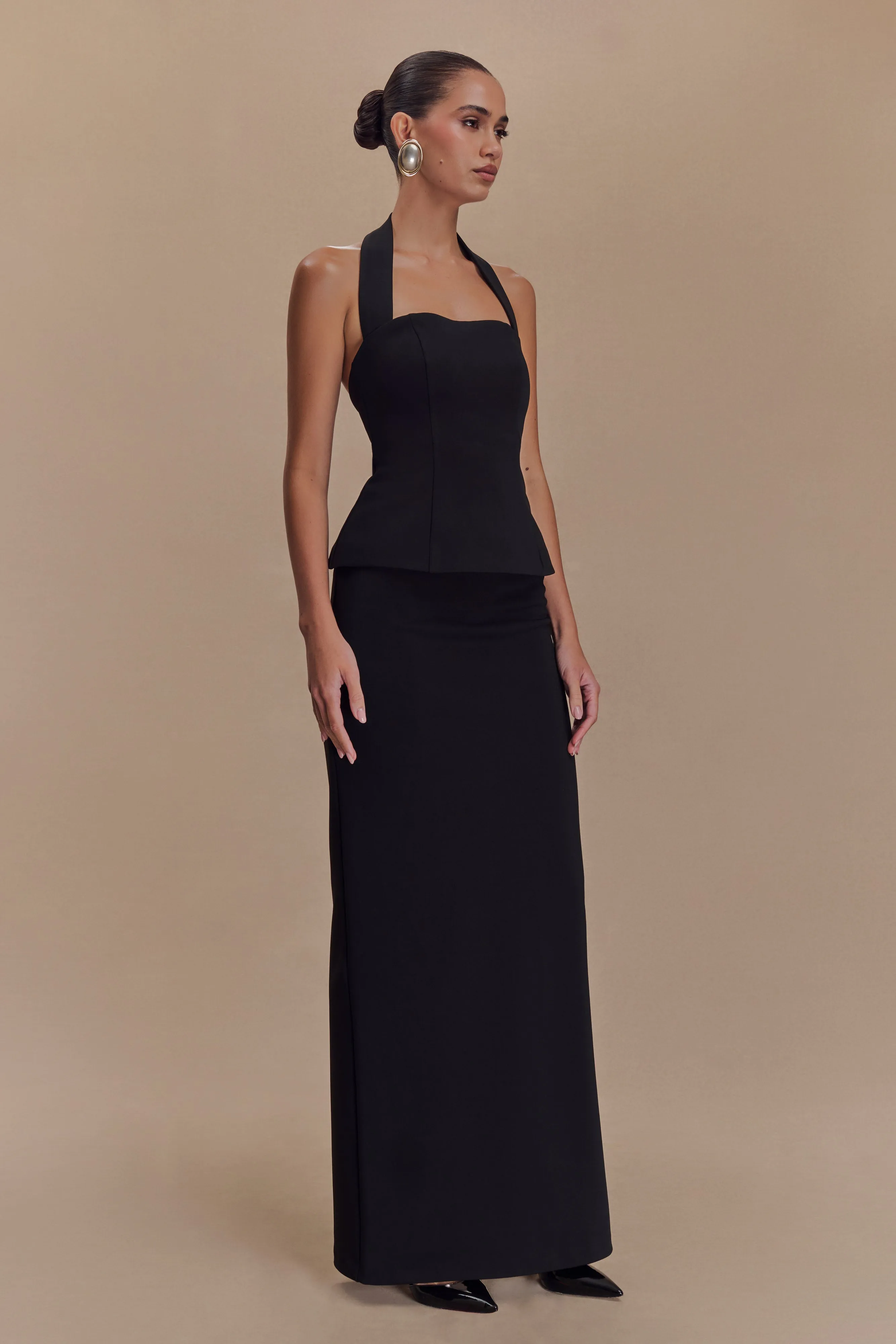 Bertie Peplum Halter Maxi Dress - Black sold by Meshki product image thumbnail 3