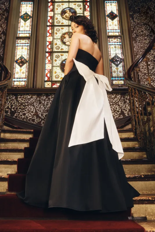Frances Strapless Bow Maxi Dress - Black sold by Meshki