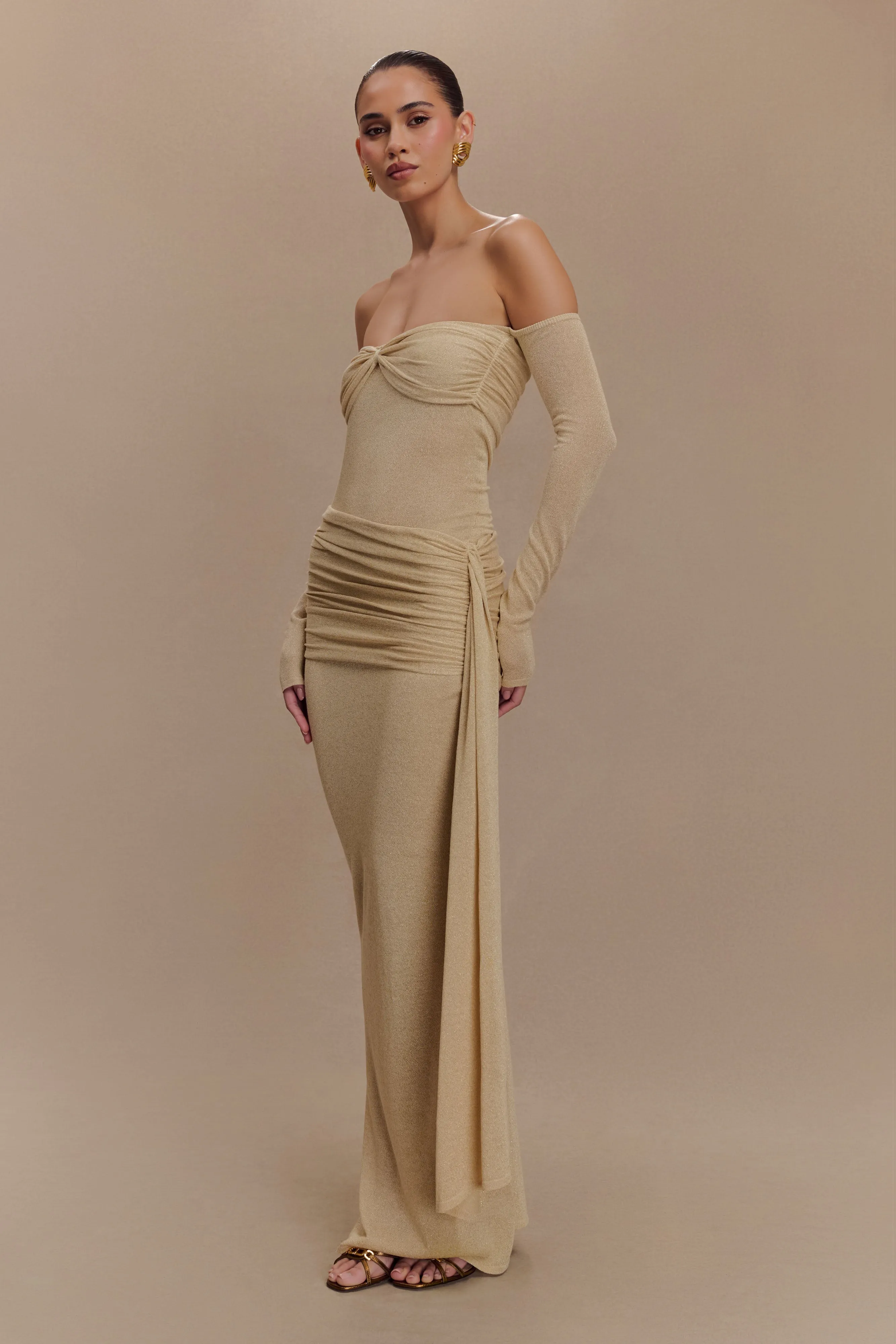 Ingrid Metallic Knit Maxi Dress - Bronze sold by Meshki product image thumbnail 4