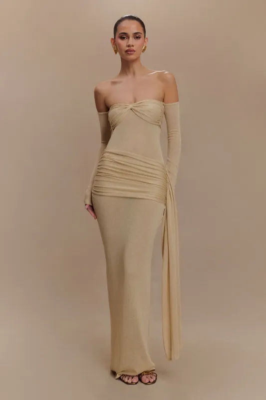 Ingrid Metallic Knit Maxi Dress - Bronze sold by Meshki