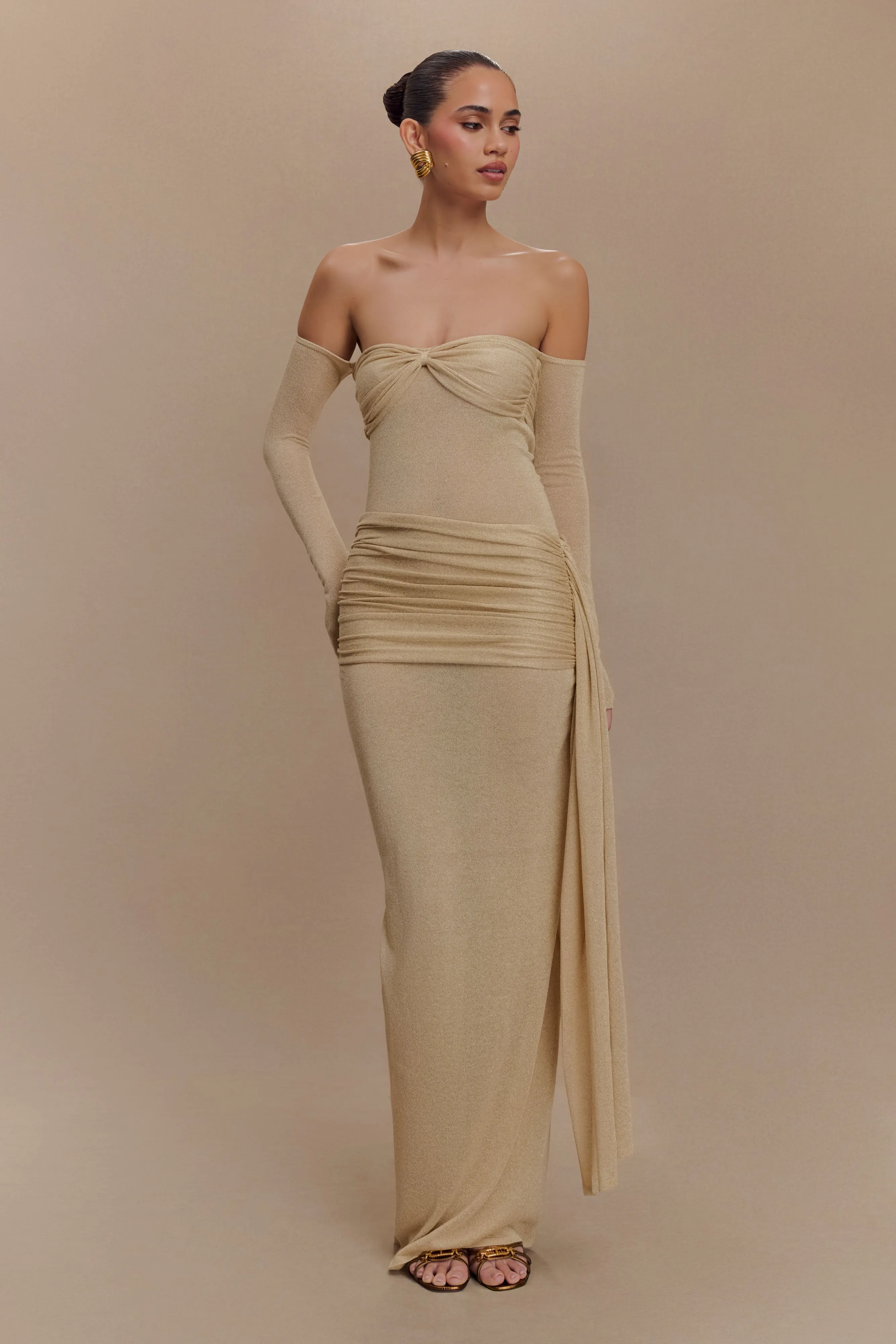 Ingrid Metallic Knit Maxi Dress - Bronze sold by Meshki product image thumbnail 5