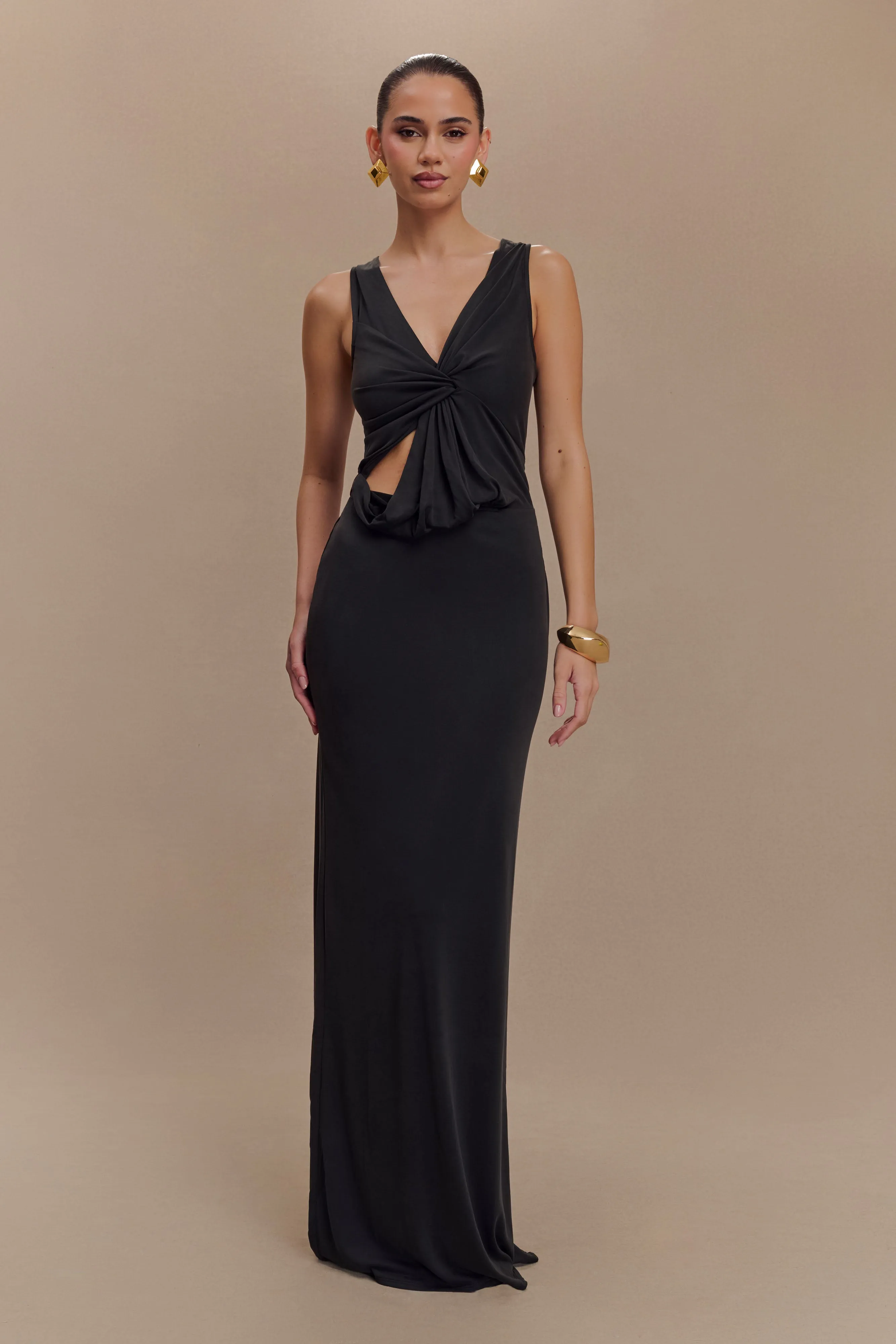 Kassidy Peached Jersey Maxi Dress - Black sold by Meshki product image thumbnail 5