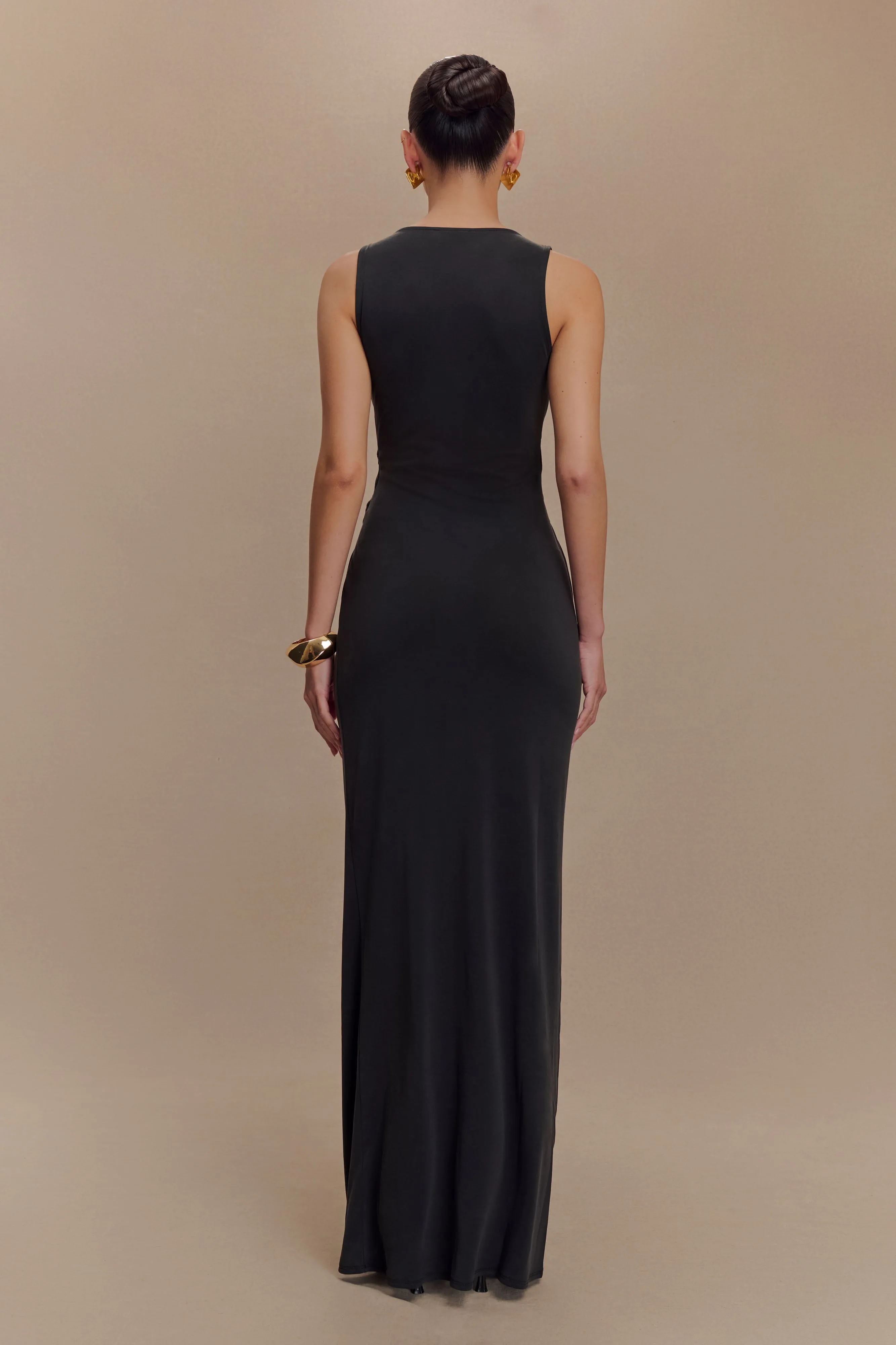 Kassidy Peached Jersey Maxi Dress - Black sold by Meshki product image thumbnail 2
