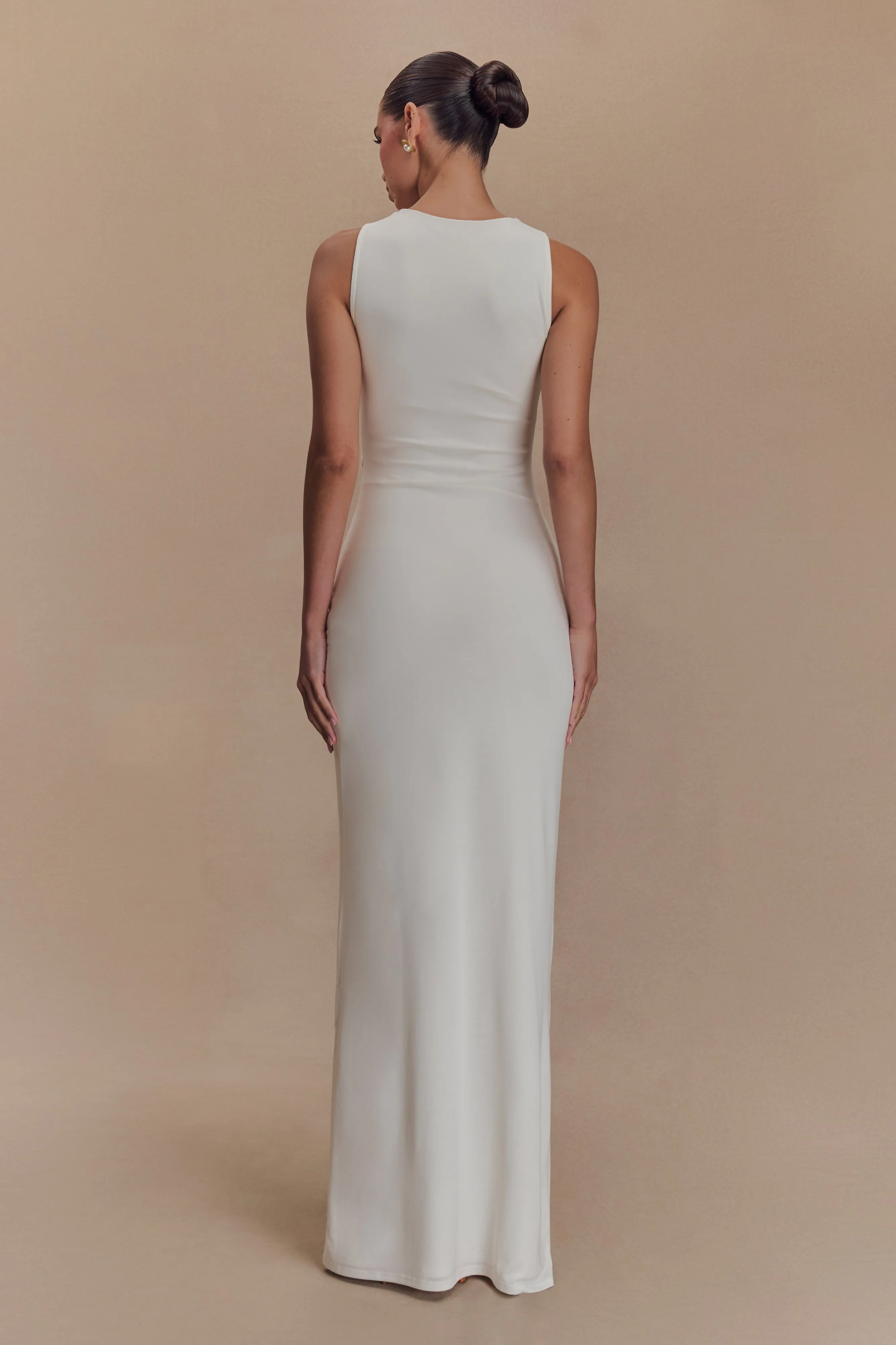 Kassidy Peached Jersey Maxi Dress - Ivory sold by Meshki product image thumbnail 2