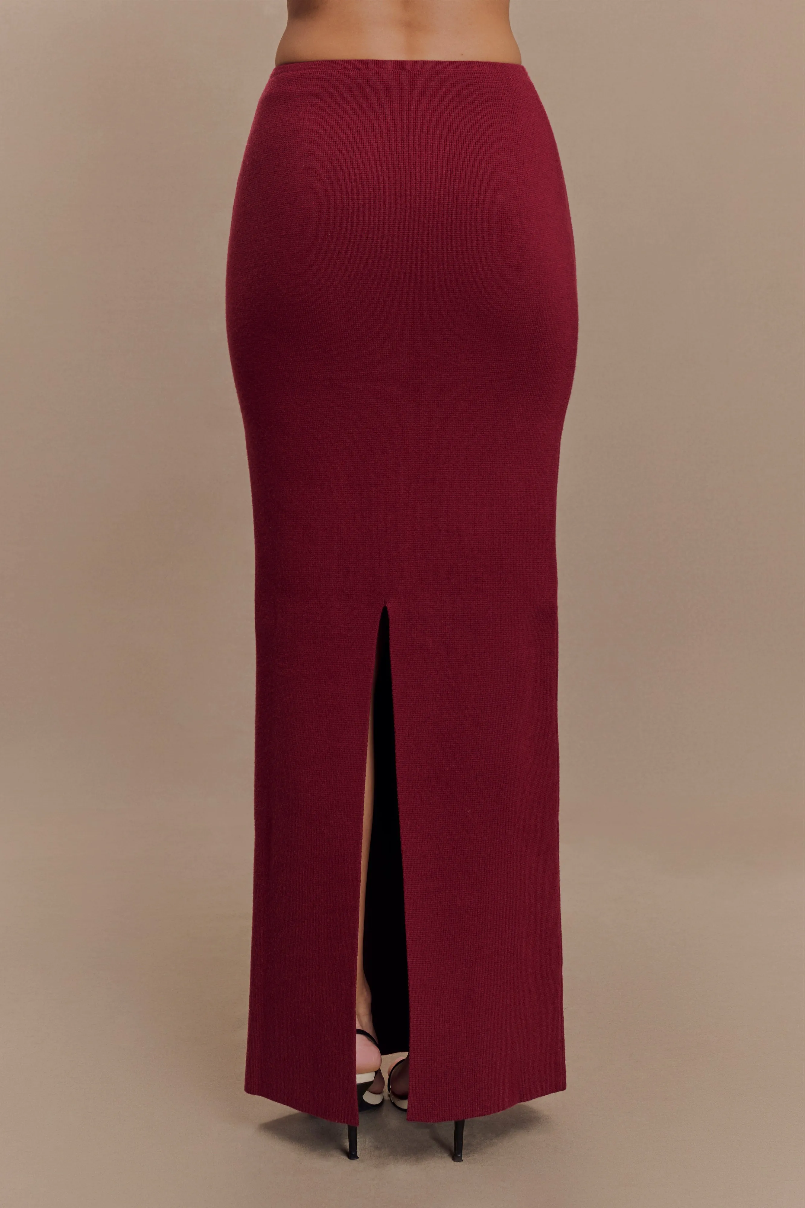 Kyle Knit Maxi Skirt - Cherry Red sold by Meshki product image thumbnail 2