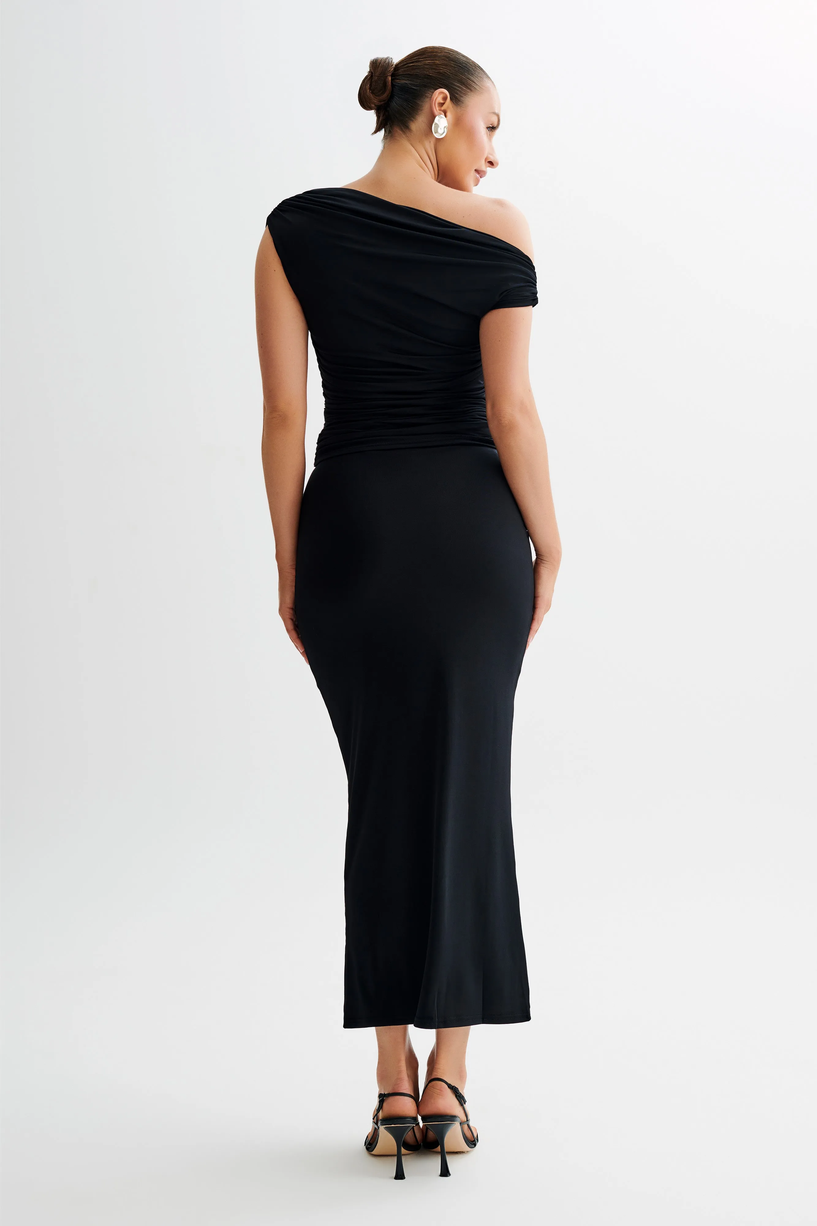 Charlene Slinky Midi Skirt - Black sold by Meshki product image thumbnail 4