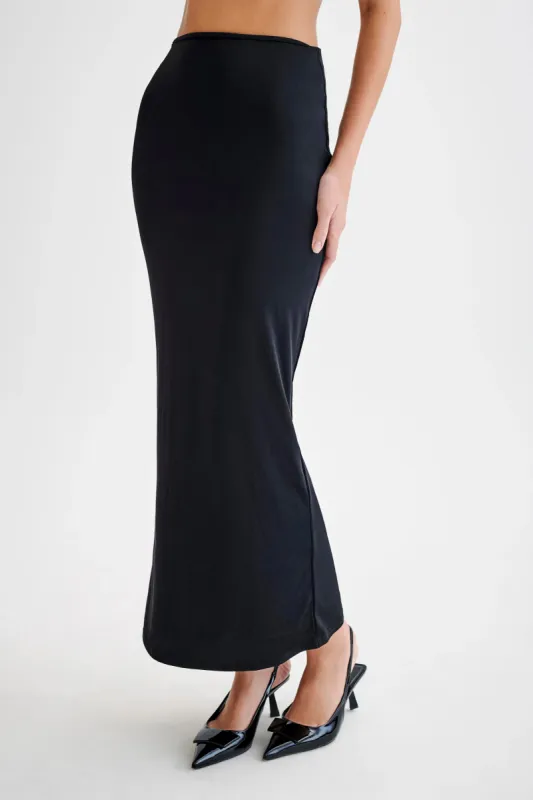 Charlene Slinky Midi Skirt - Black sold by Meshki