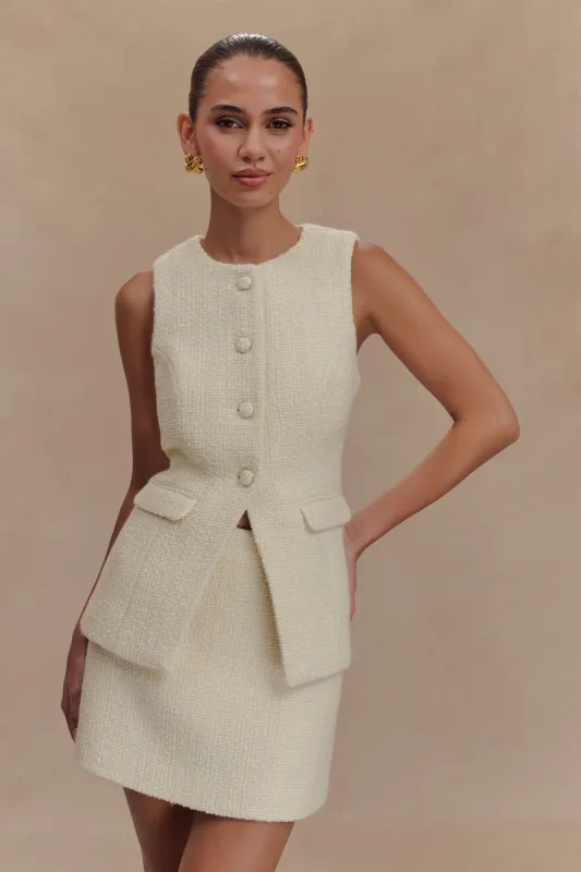 Camilla Boucle Sleeveless Vest - Ivory sold by Meshki
