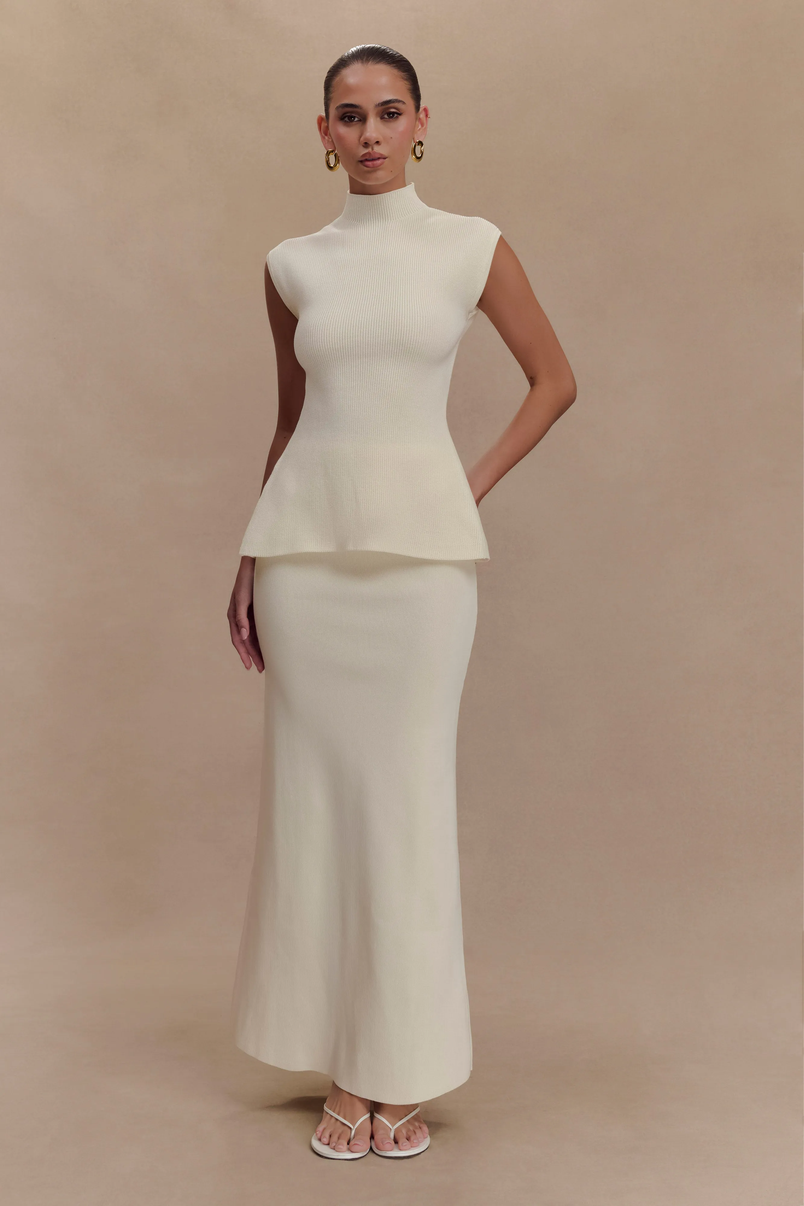 Maxine Knit Open Back Top - Ivory sold by Meshki product image thumbnail 5