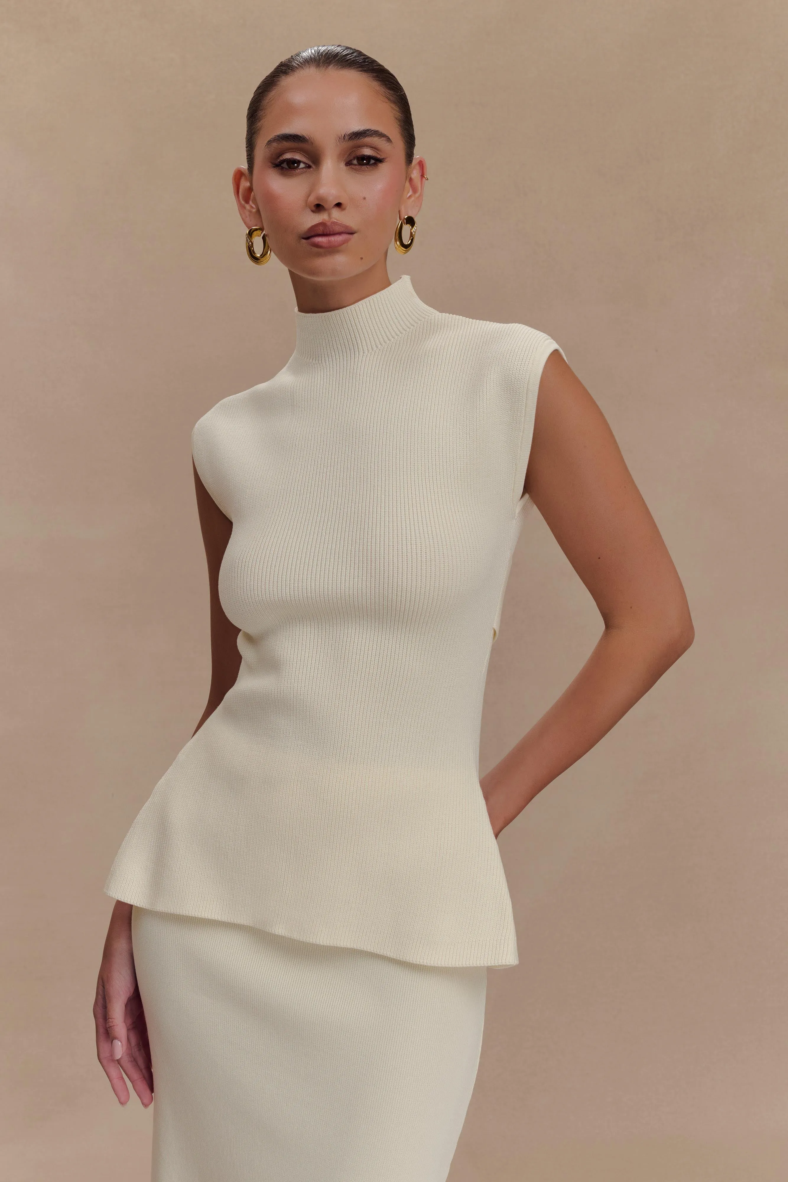 Maxine Knit Open Back Top - Ivory sold by Meshki product image thumbnail 2