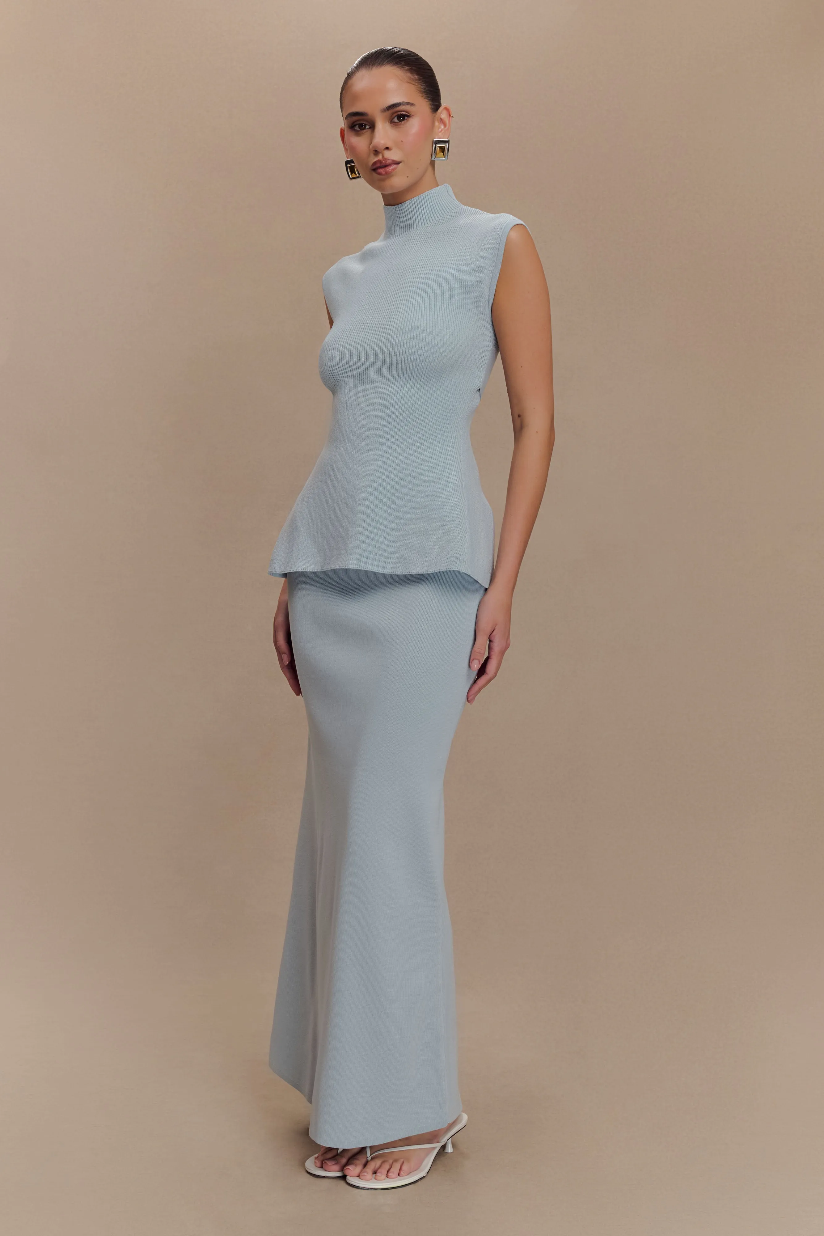 Maxine Knit Maxi Skirt - Light Blue sold by Meshki product image thumbnail 4