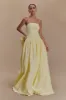 Frances Strapless Bow Maxi Dress - Lemon sold by Meshki