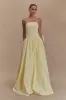 Frances Strapless Bow Maxi Dress - Lemon sold by Meshki