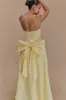 Frances Strapless Bow Maxi Dress - Lemon sold by Meshki