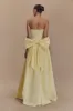 Frances Strapless Bow Maxi Dress - Lemon sold by Meshki