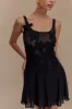 Melanie Mesh Mini Dress With Flowers - Black sold by Meshki