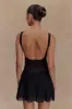 Melanie Mesh Mini Dress With Flowers - Black sold by Meshki