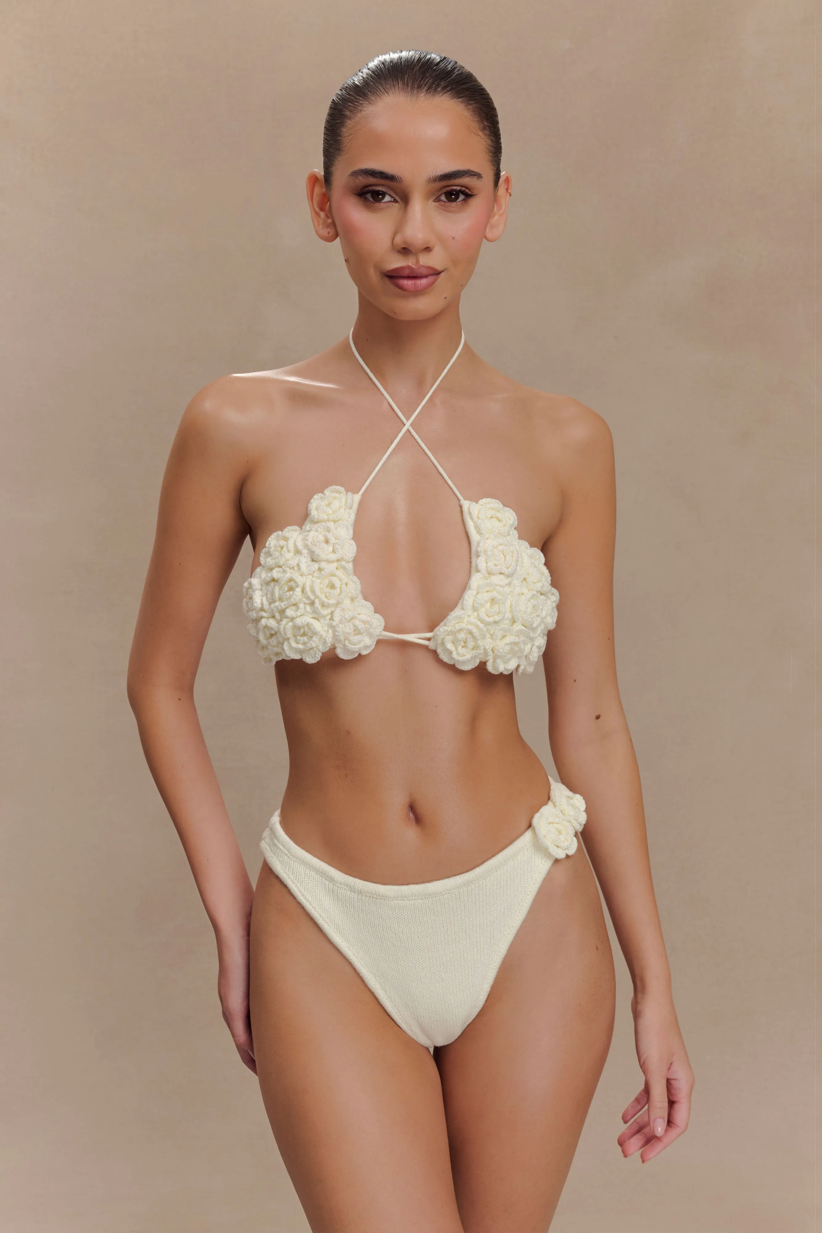 Aesha Floral Crochet Bikini Top - Ivory sold by Meshki product image thumbnail 5