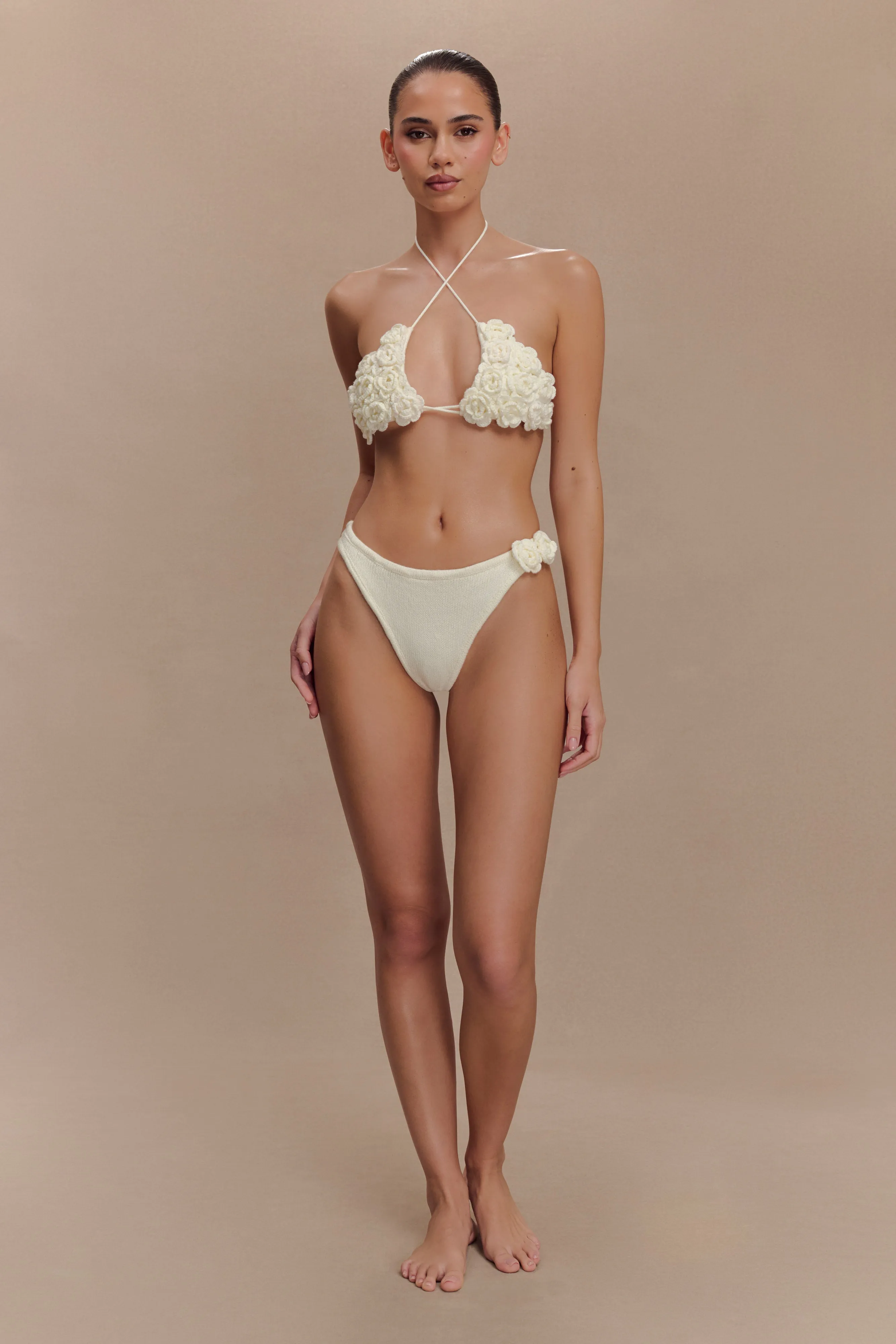 Aesha Floral Crochet Bikini Top - Ivory sold by Meshki product image thumbnail 2