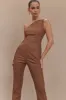 Dora Linen One Shoulder Top - Cacao Brown sold by Meshki