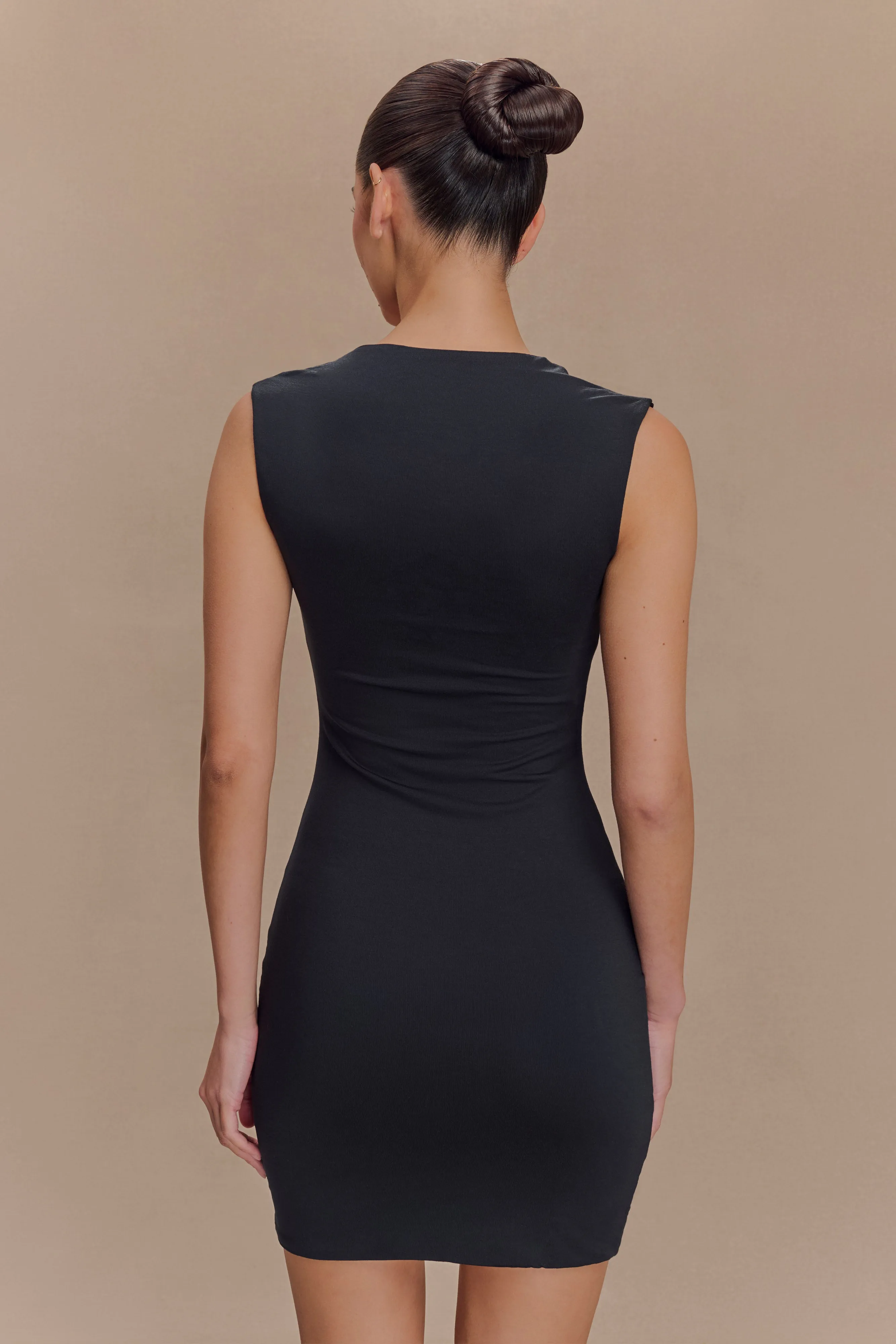 Tatianna Lace Trim Modal Mini Dress - Black sold by Meshki product image thumbnail 2