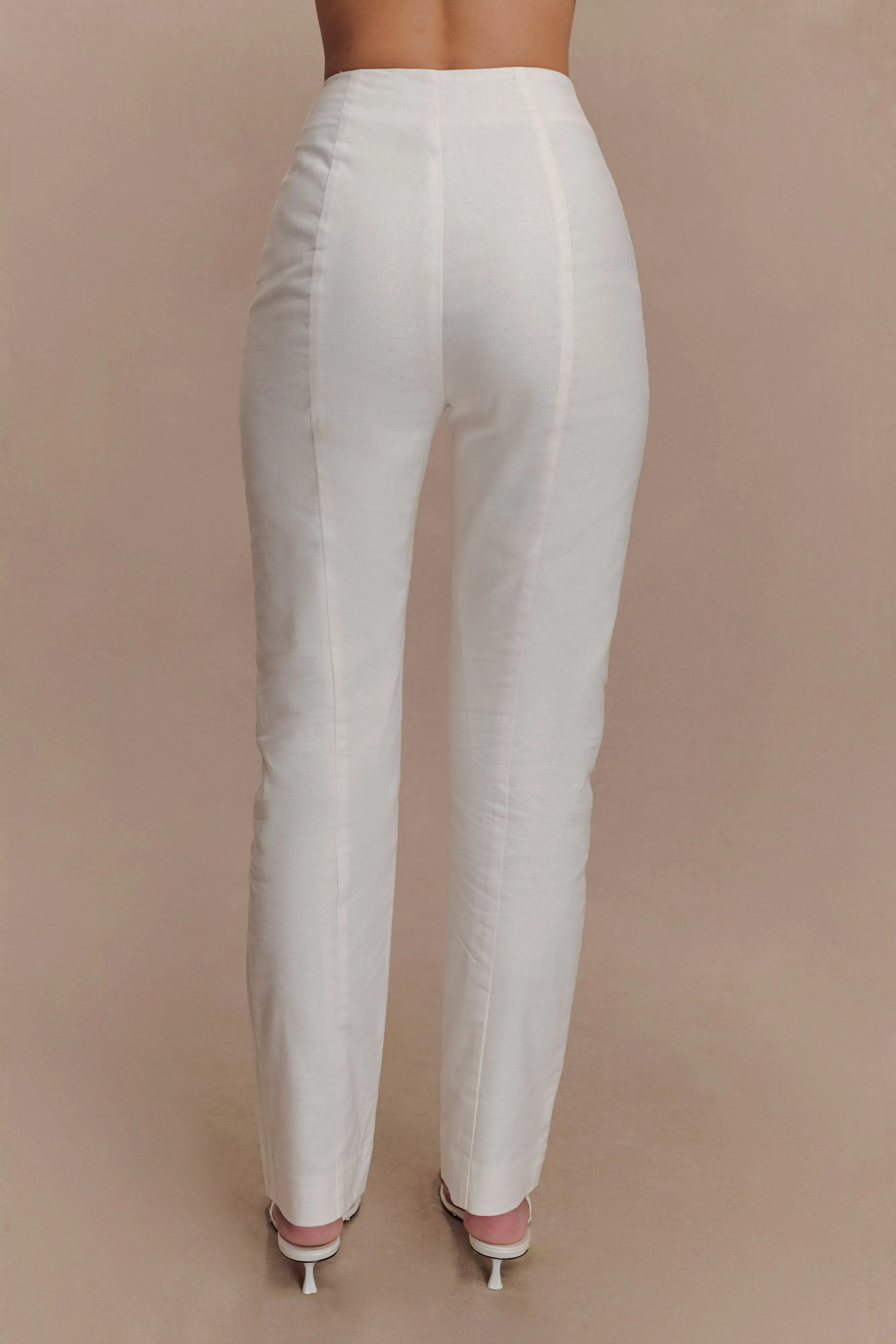 Dora Linen Straight Leg Pant - Ivory sold by Meshki product image thumbnail 2
