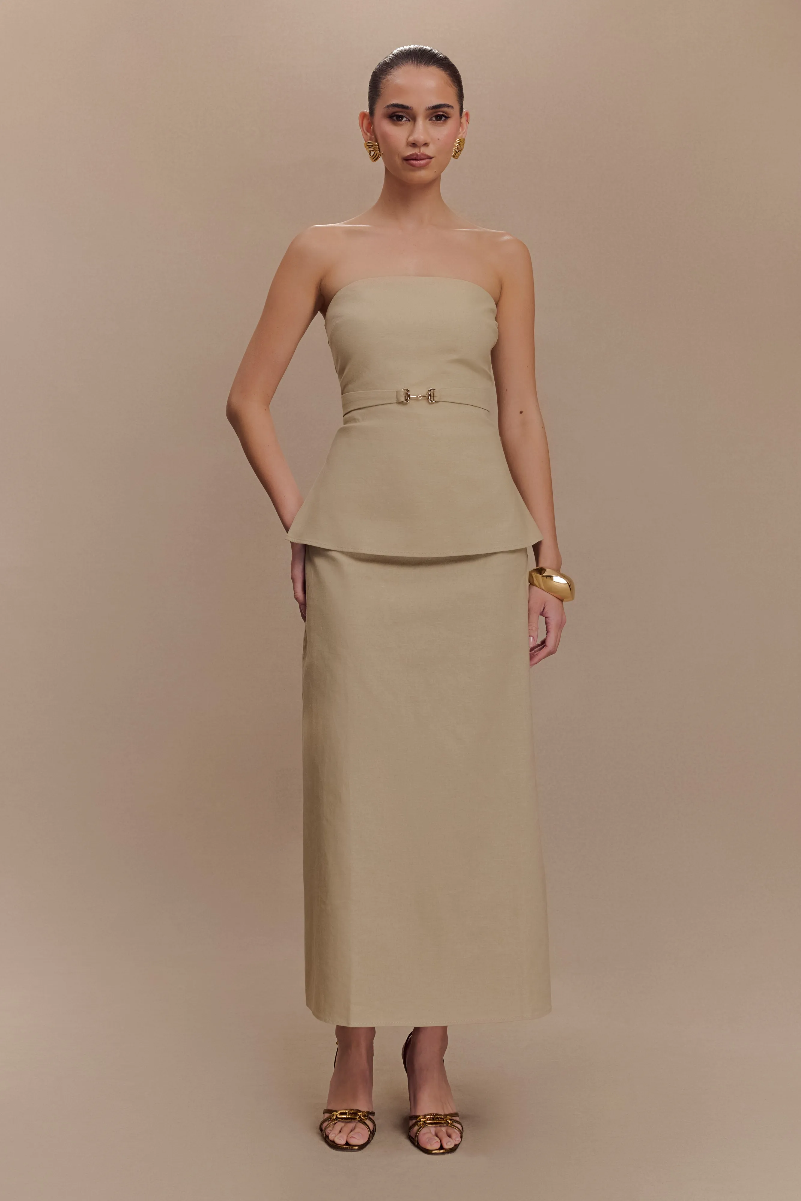 Dora Linen Midi Skirt - Natural sold by Meshki product image thumbnail 3