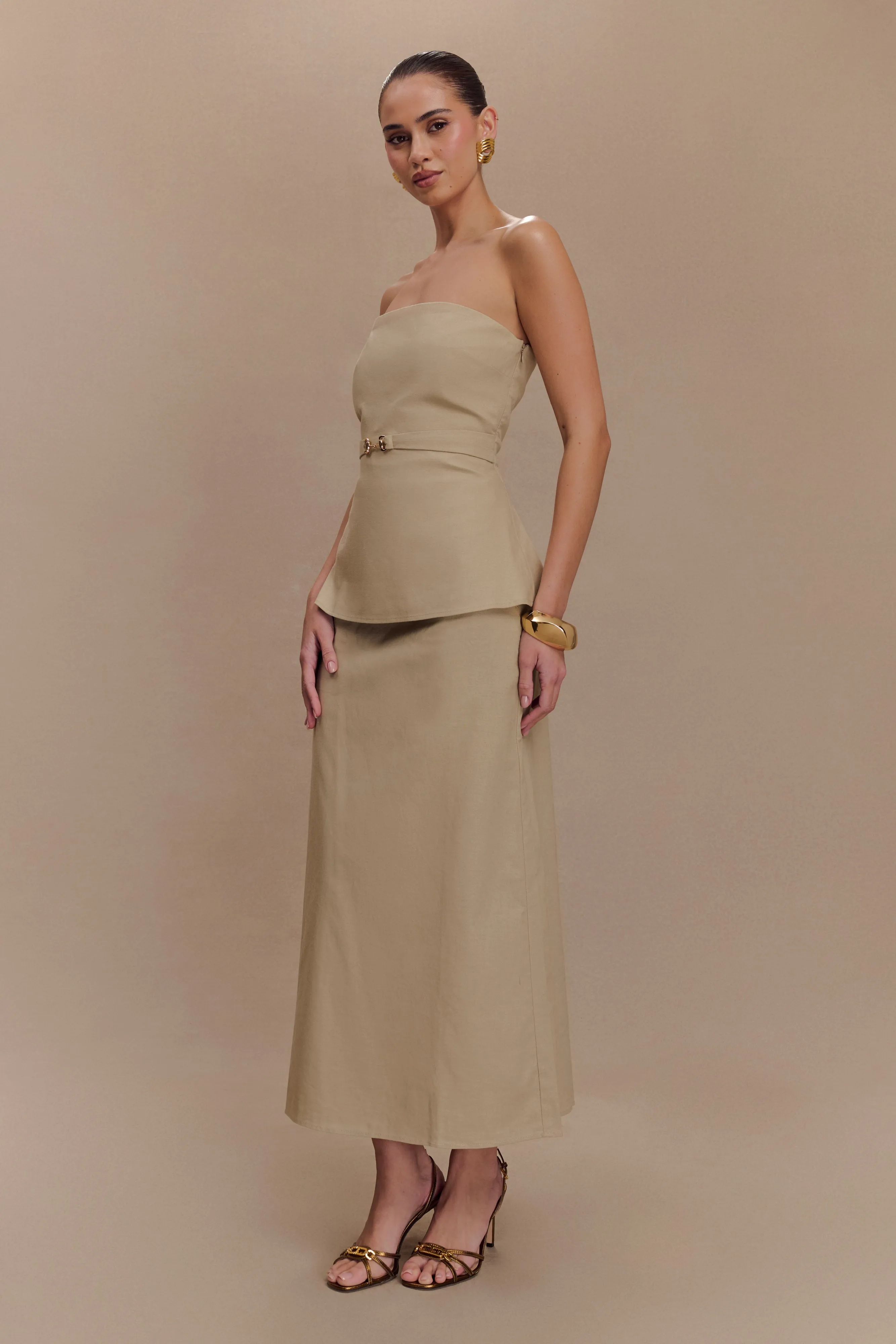 Dora Linen Midi Skirt - Natural sold by Meshki product image thumbnail 4