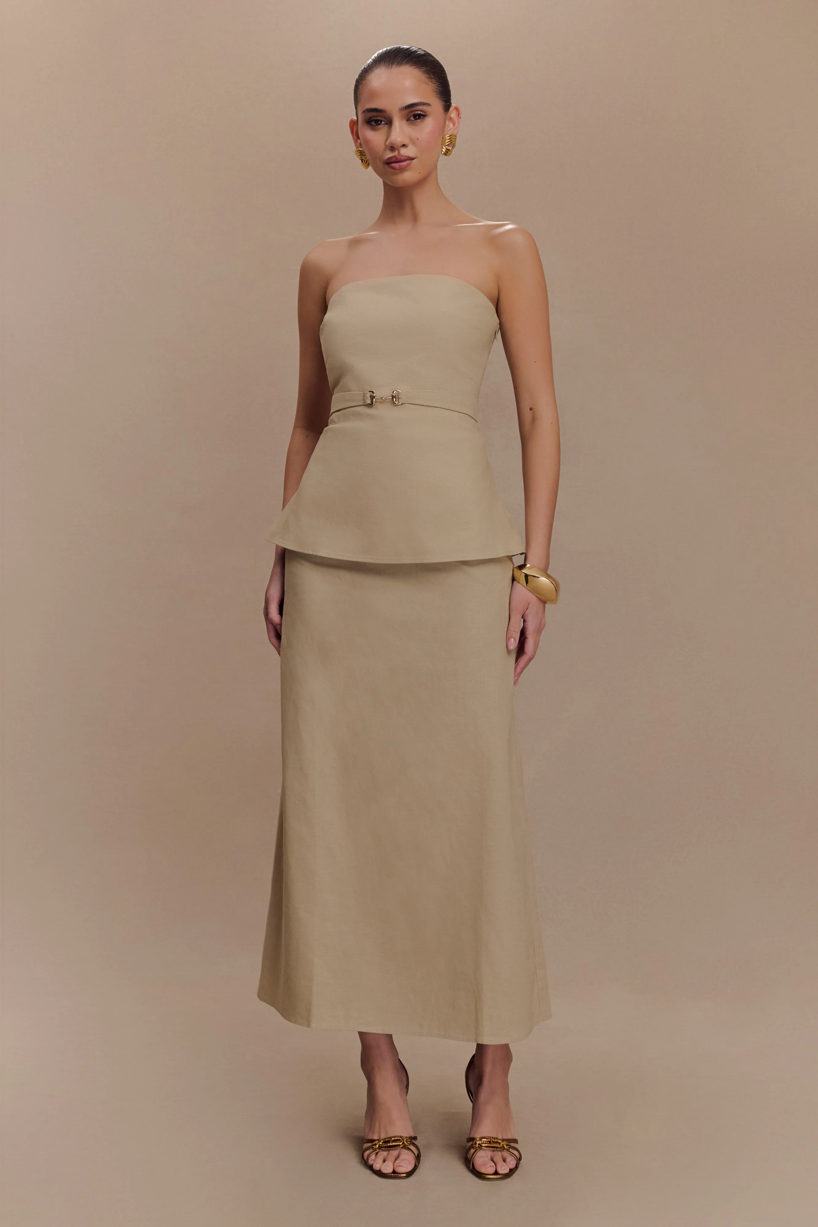 Dora Linen Midi Skirt - Natural sold by Meshki product image thumbnail 5