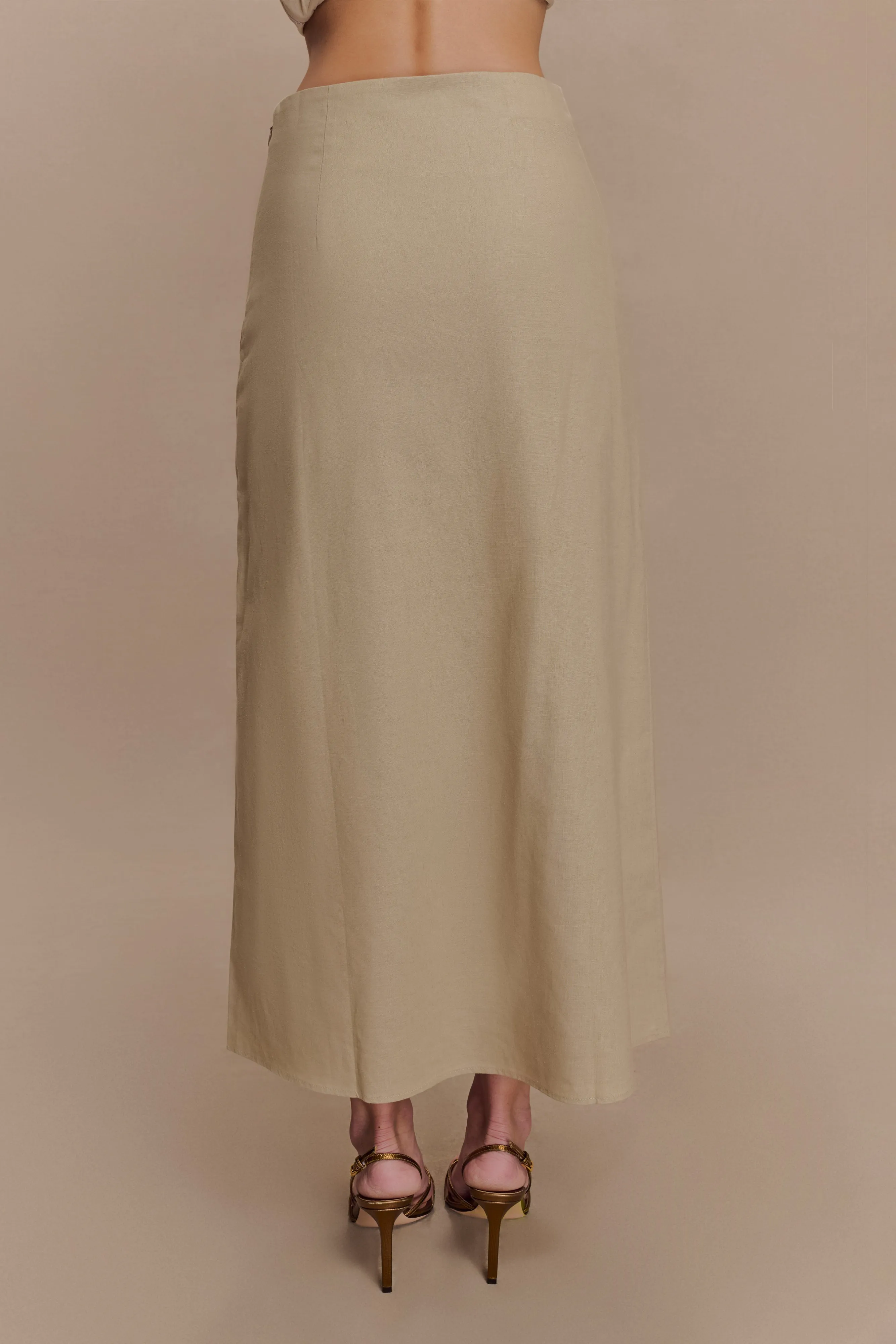 Dora Linen Midi Skirt - Natural sold by Meshki product image thumbnail 2