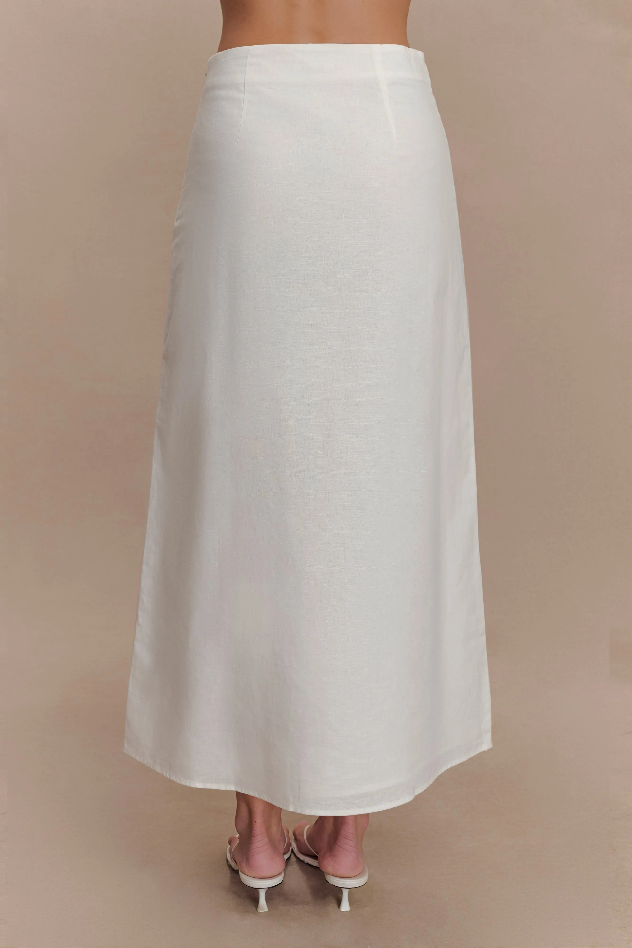 Dora Linen Midi Skirt - Ivory sold by Meshki product image thumbnail 2