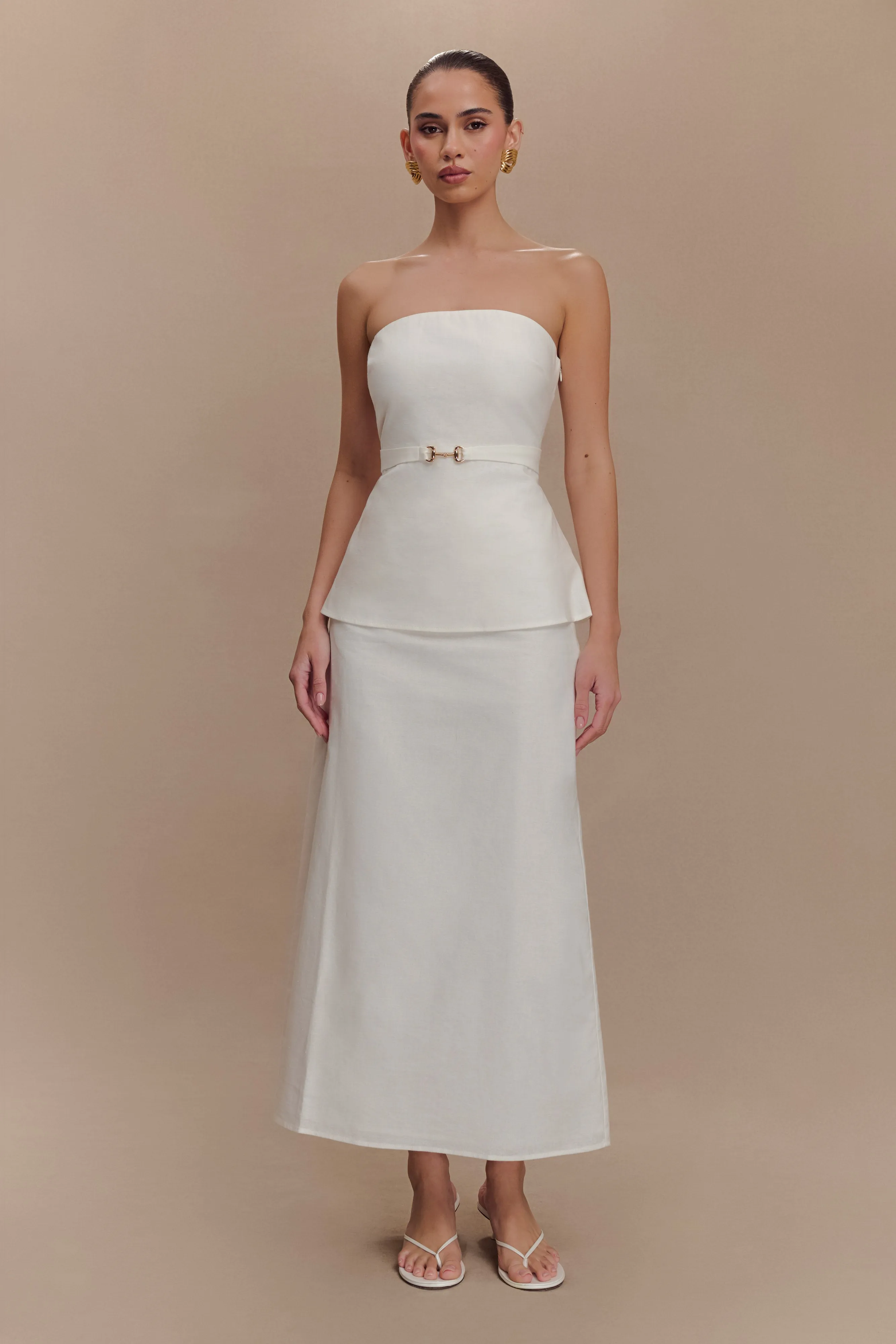 Dora Linen Midi Skirt - Ivory sold by Meshki product image thumbnail 5