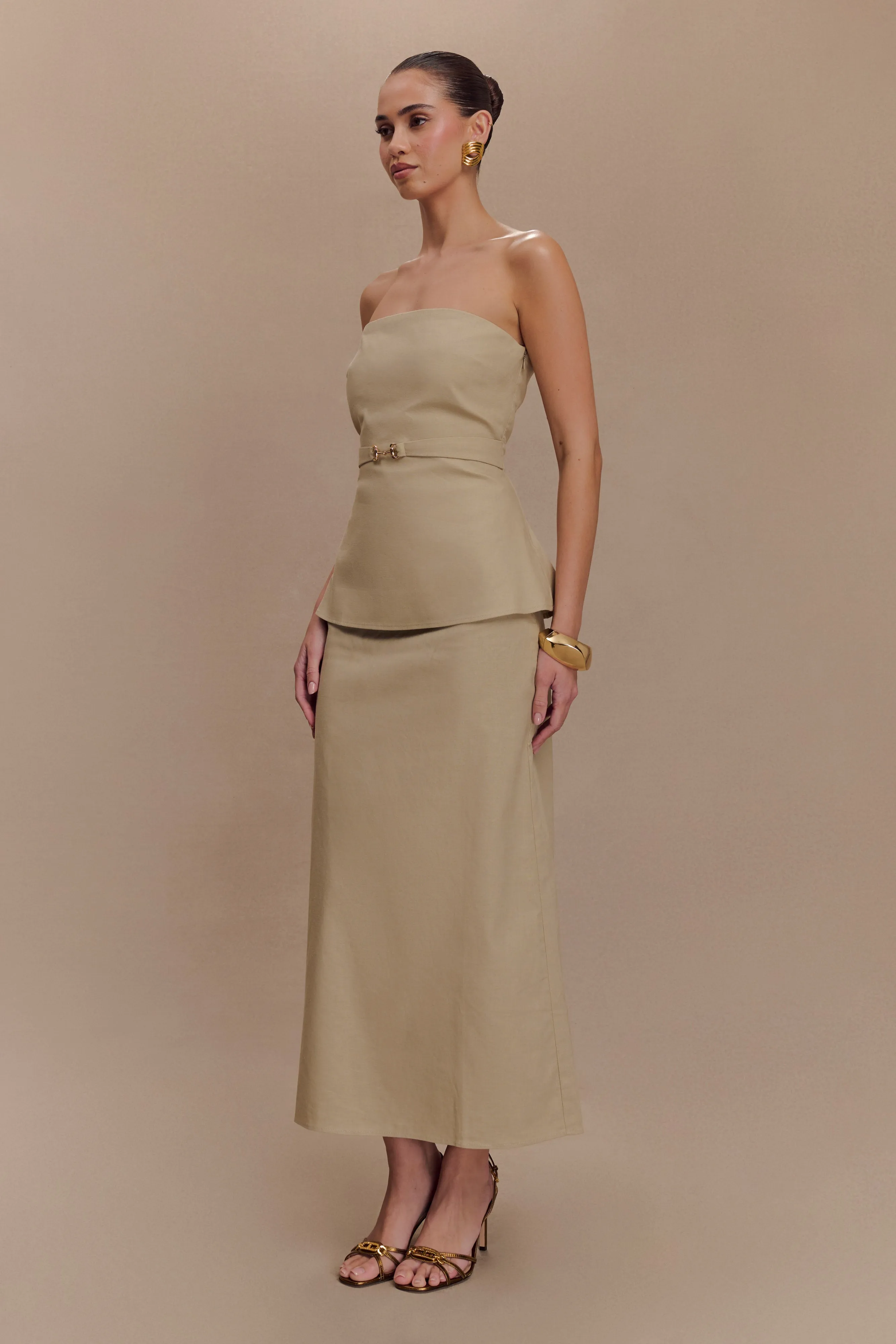 Dora Strapless Linen Top - Natural sold by Meshki product image thumbnail 4