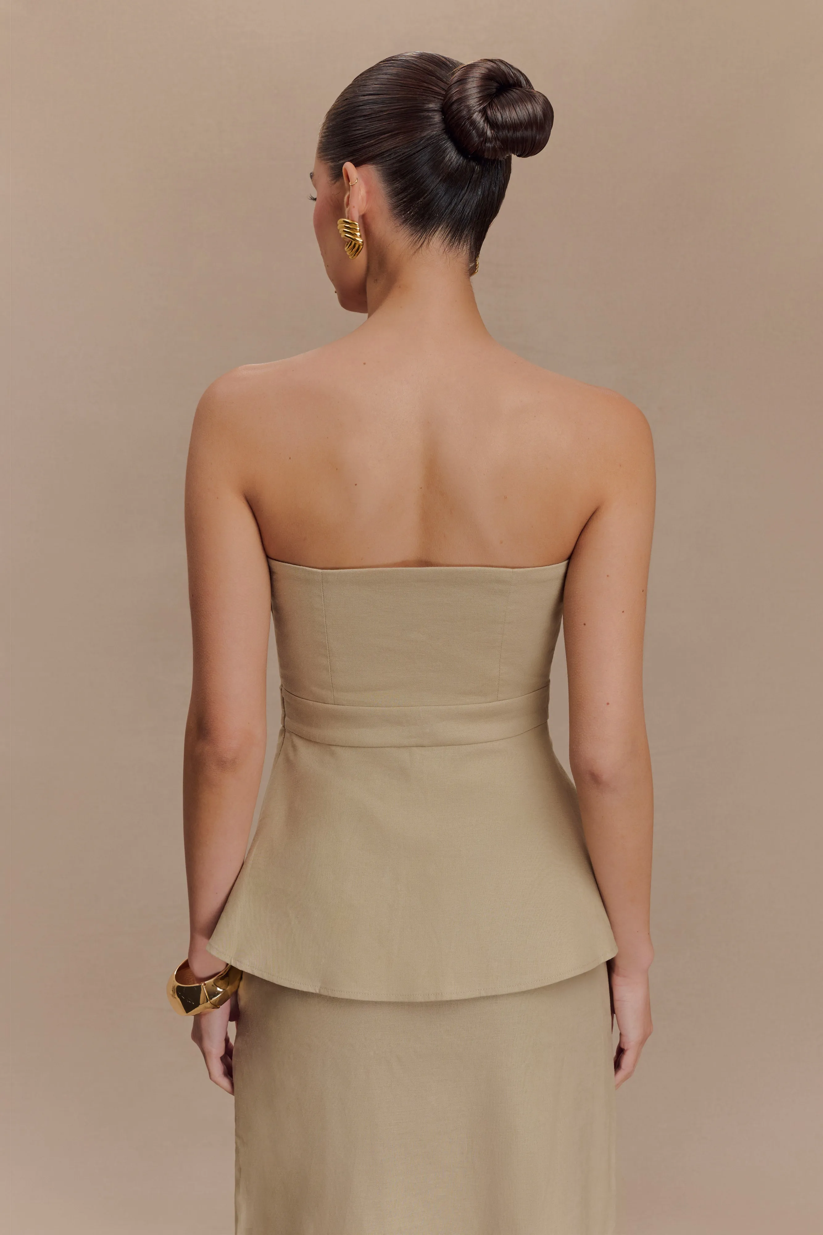 Dora Strapless Linen Top - Natural sold by Meshki product image thumbnail 2