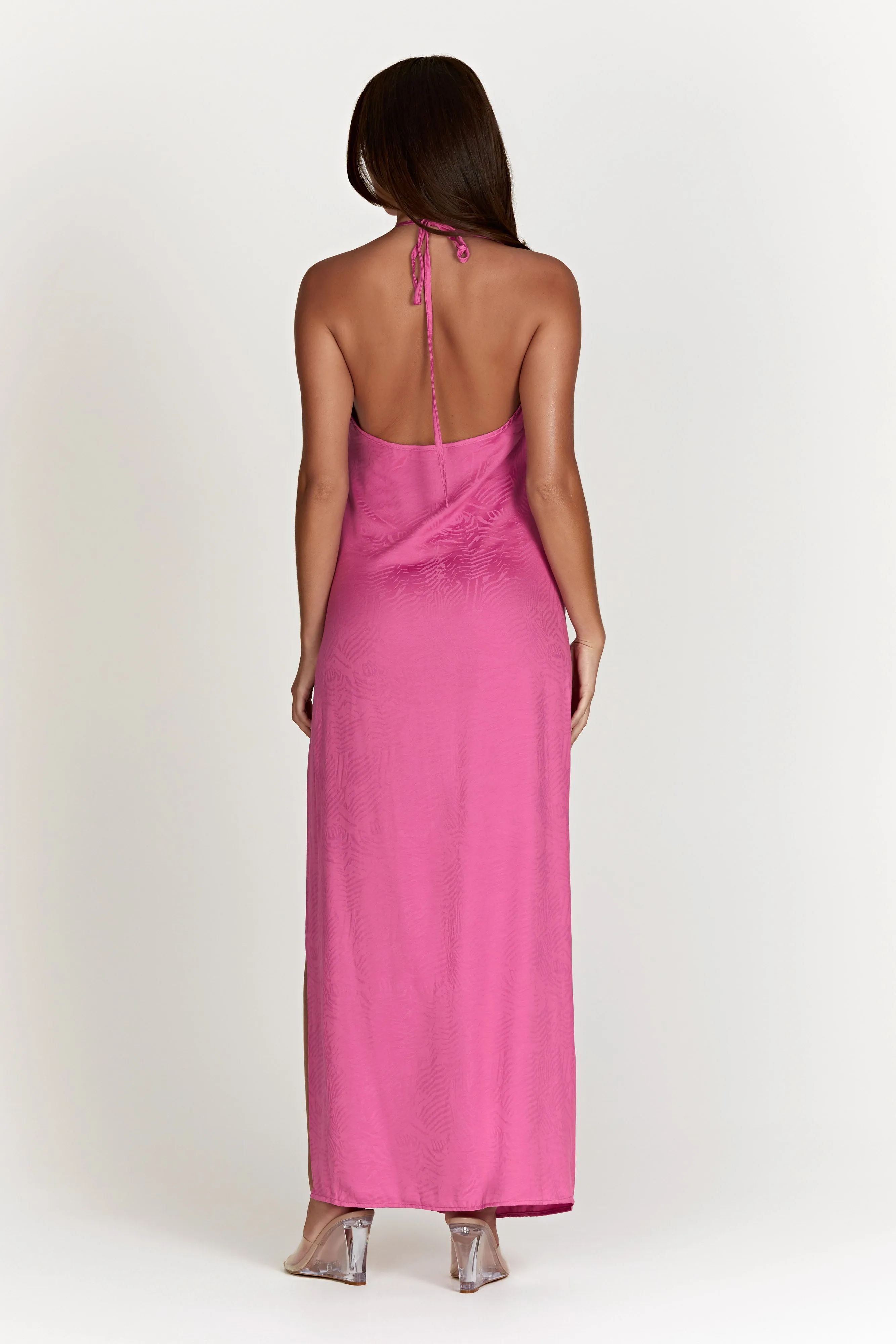 Aaliyah Plunge Neck Maxi Dress - Rose Pink sold by Meshki product image thumbnail 4