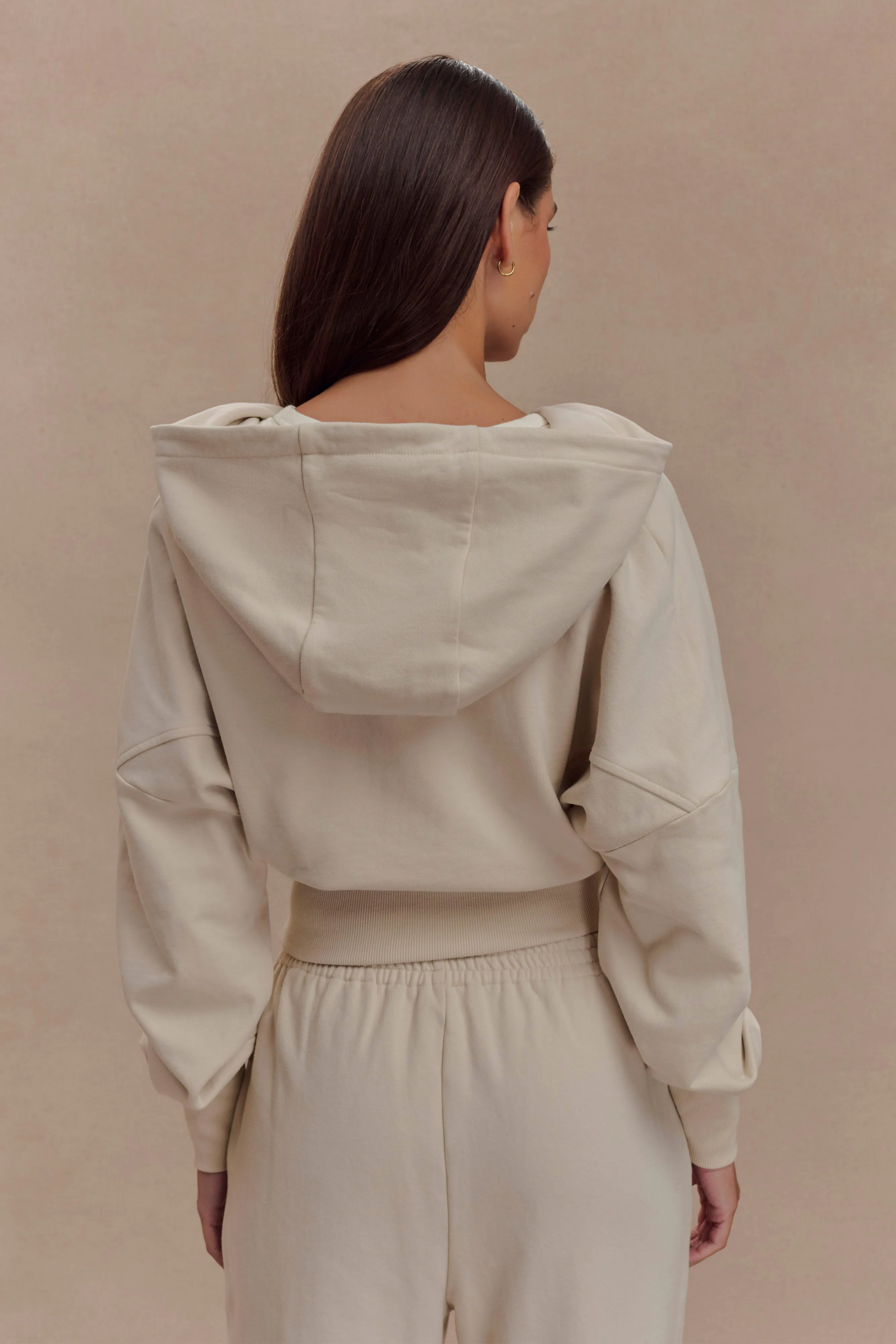 Blake Zip Front Hoodie - Stone sold by Meshki product image thumbnail 2