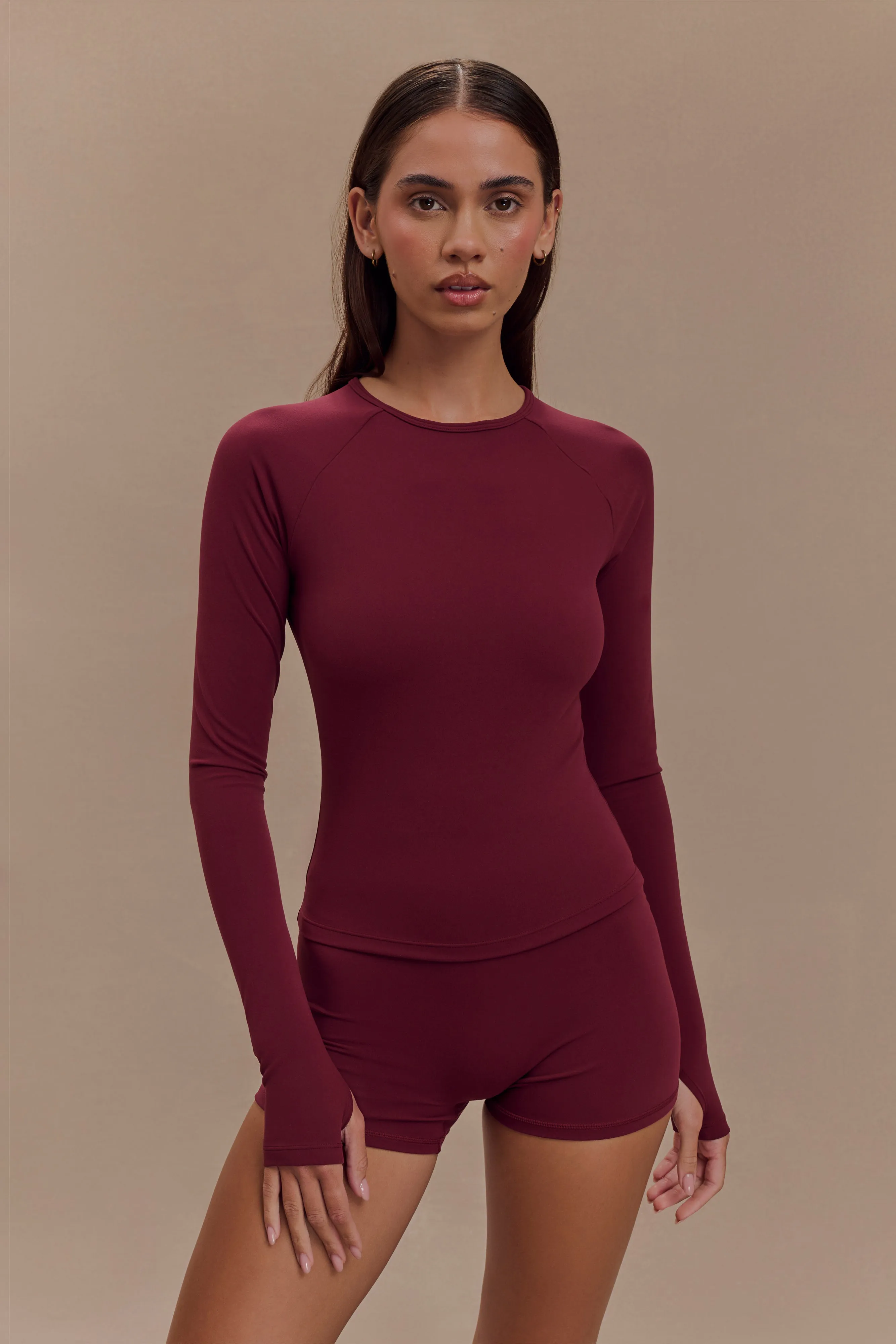 Eliana Long Sleeve Active Top - Burgundy sold by Meshki product image thumbnail 2