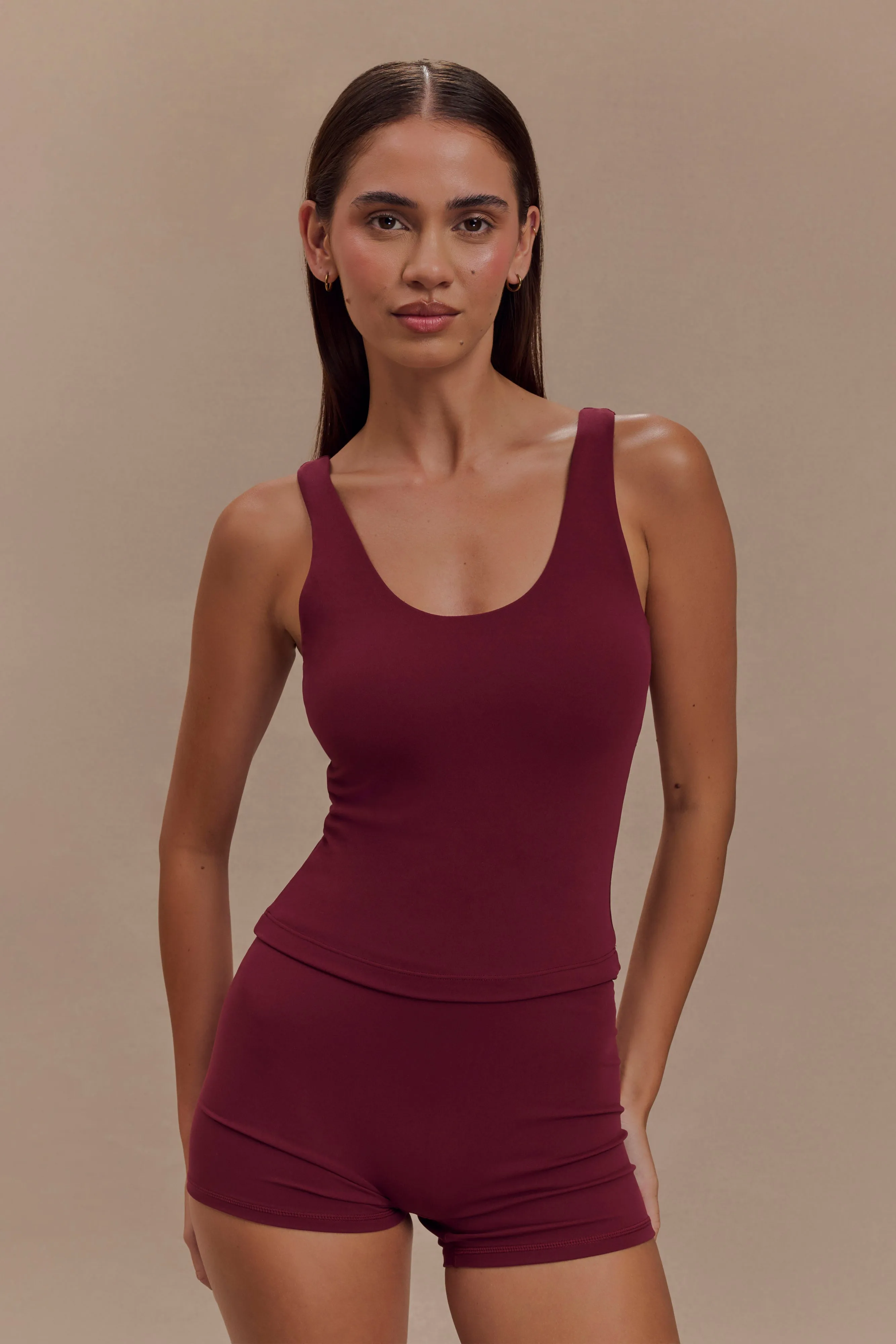 Alexandra Yoga Top - Burgundy sold by Meshki