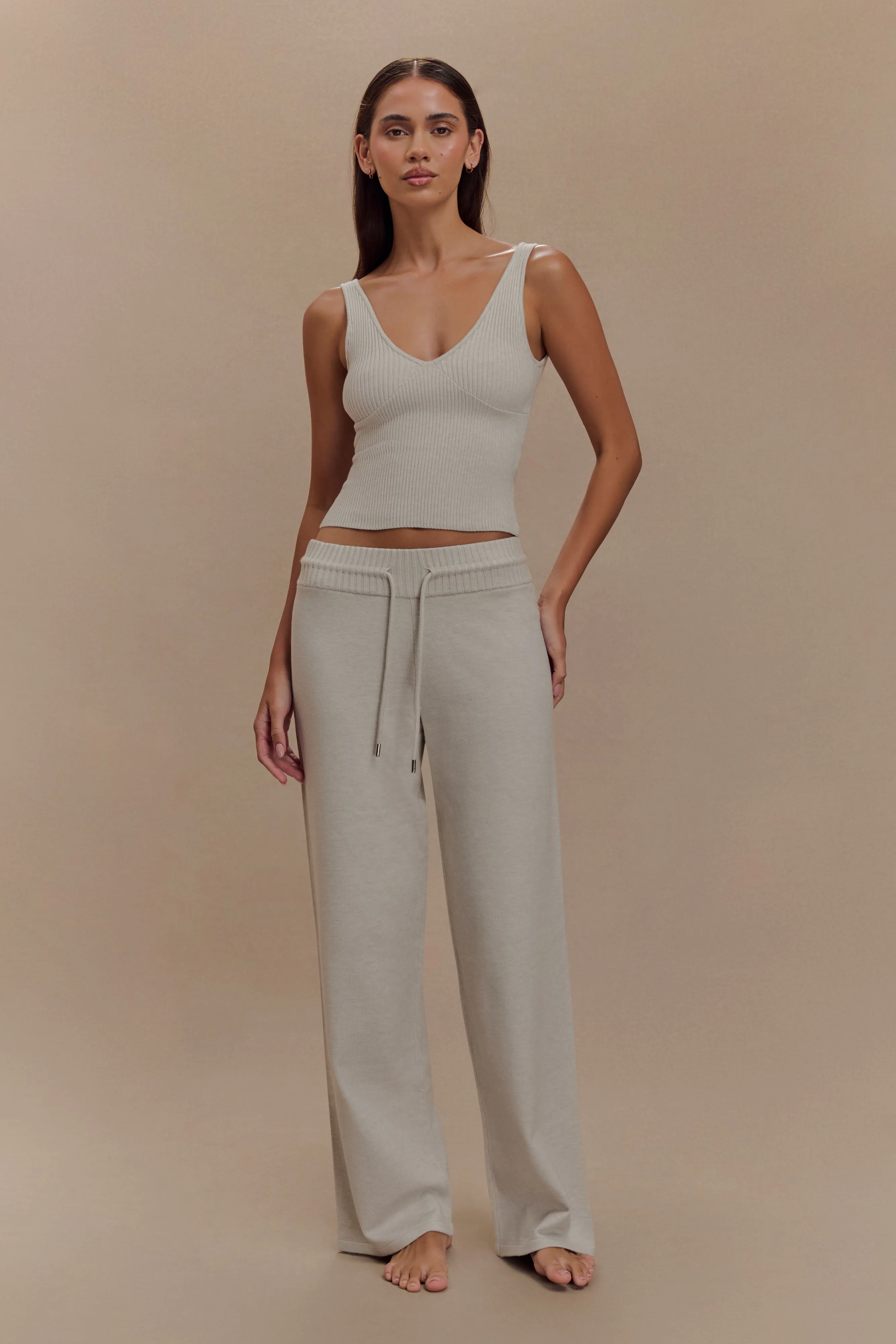 Natalya Knit Wide Leg Pants - Heather Grey Marle sold by Meshki product image thumbnail 5