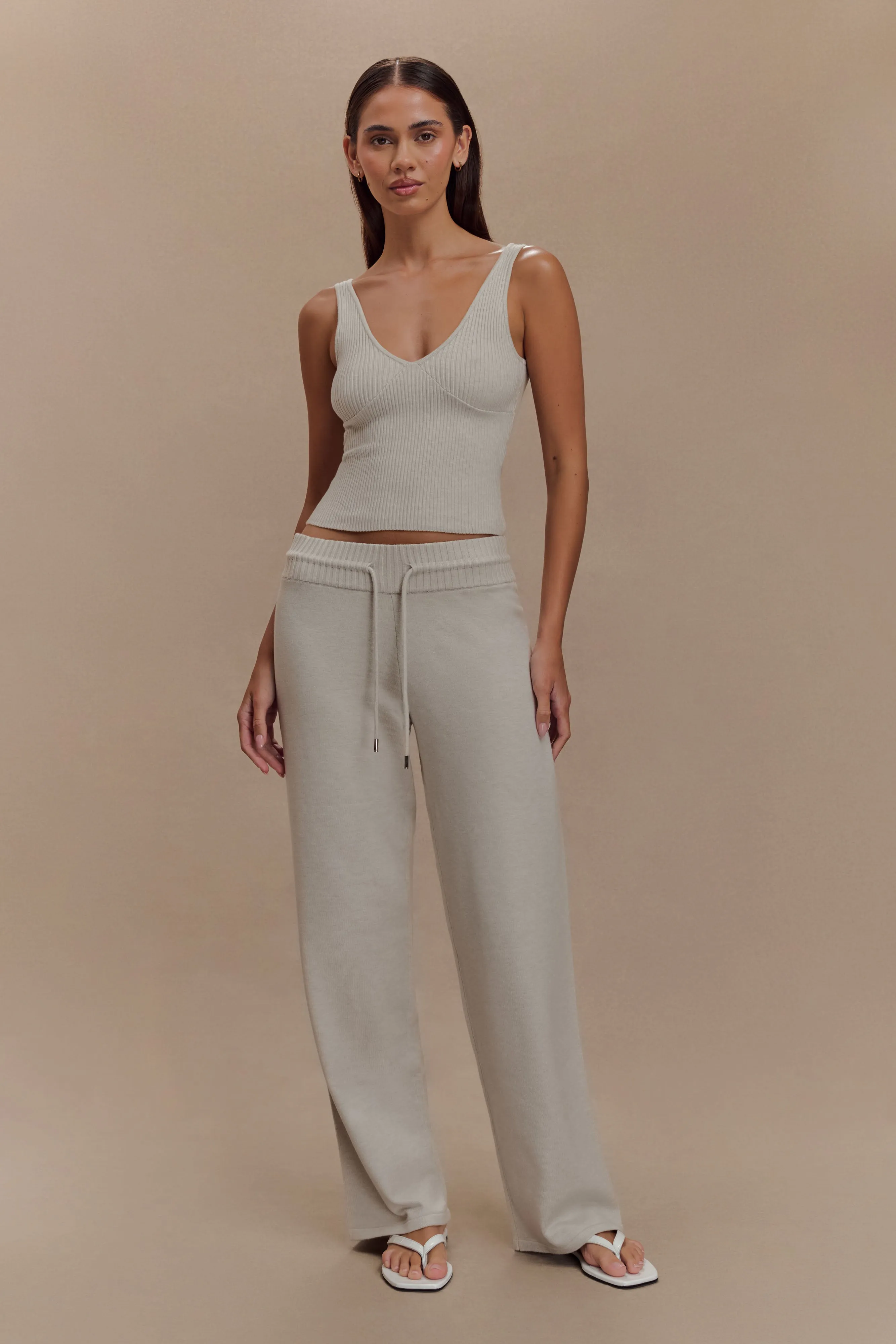 Natalya Knit Wide Leg Pants - Heather Grey Marle sold by Meshki